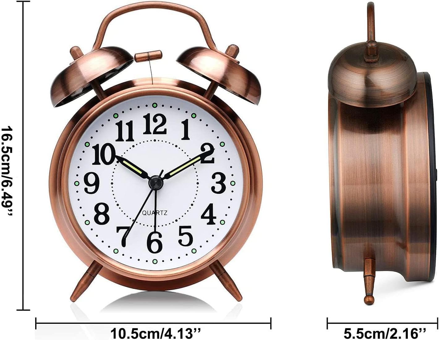 Detalle 2 de Azyh A-Alarm Clock analoge wekker met dubbele bel en metalen behuizing