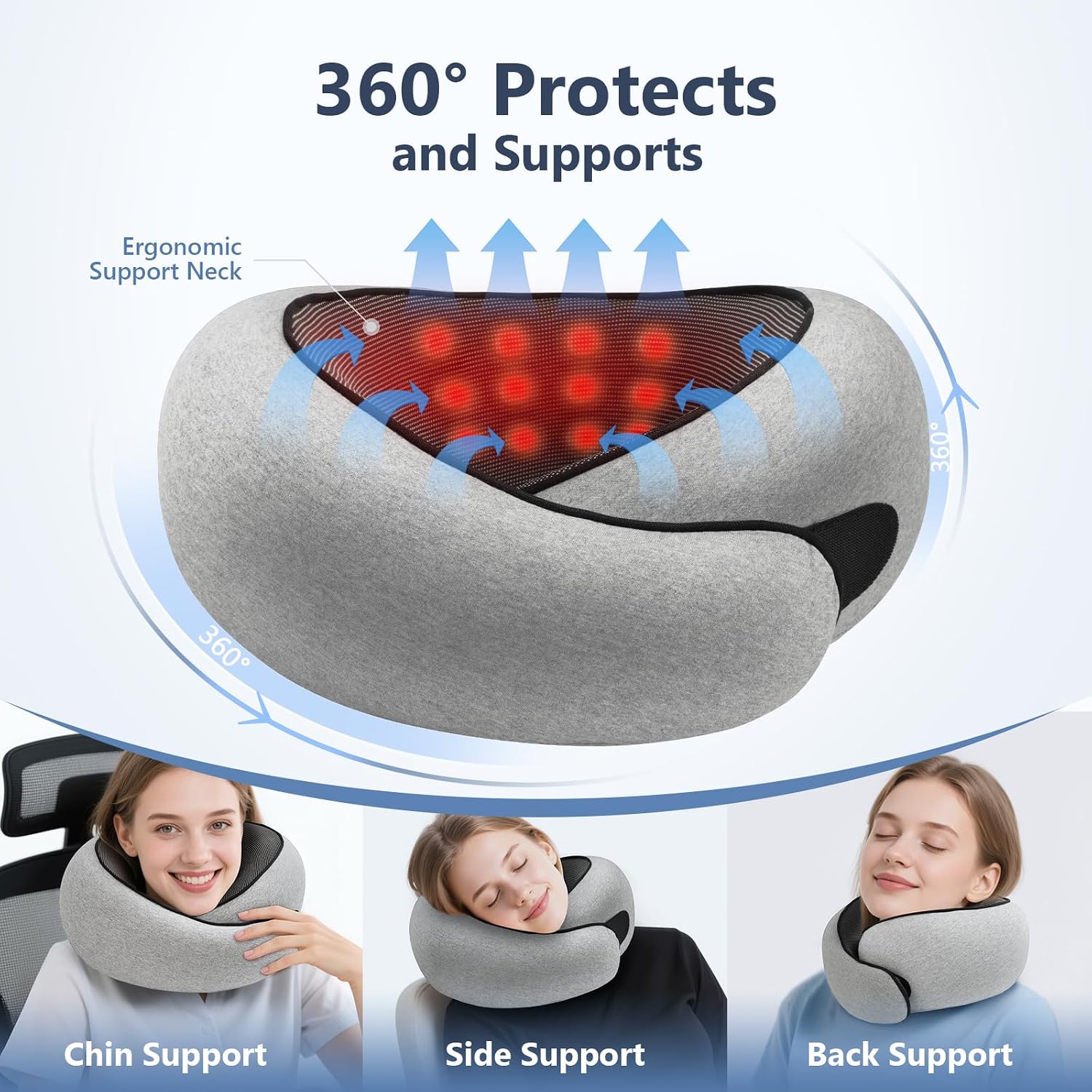 Detalle de Purroch CA-JY-B2 Memory Foam Travel Pillow with Adjustable Strap