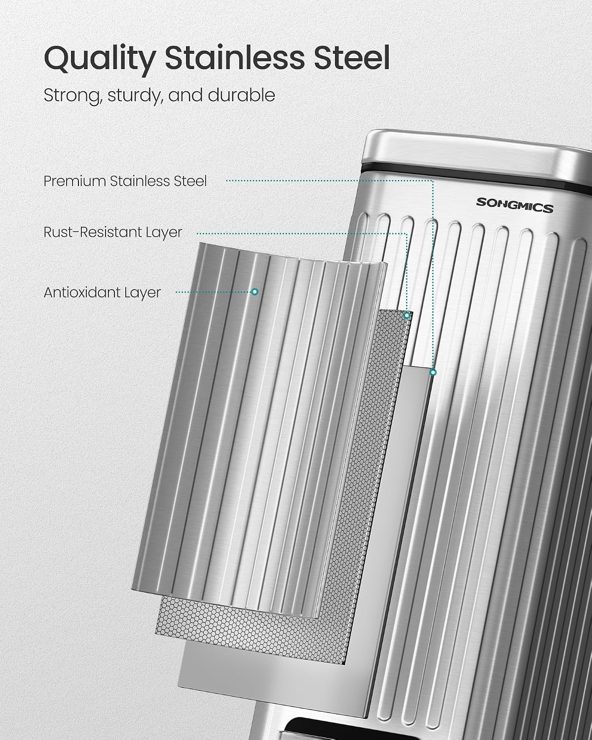 Thumbnail 4 de SONGMICS ULTB563E01 Bathroom Trash Can, 1.6-Gallon Slim Stainless Steel
