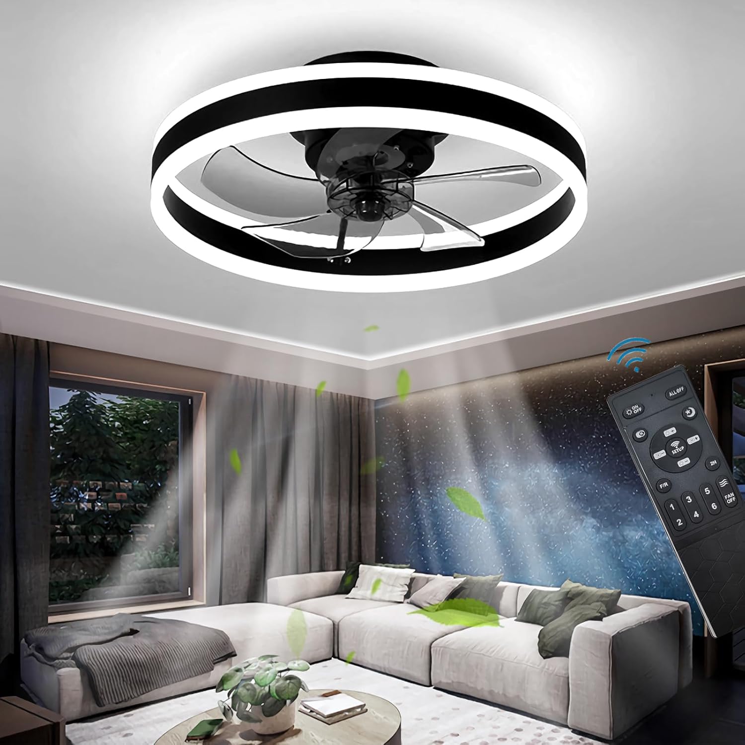 Detalle de OMGPFR LED ceiling fan 50CM with lights