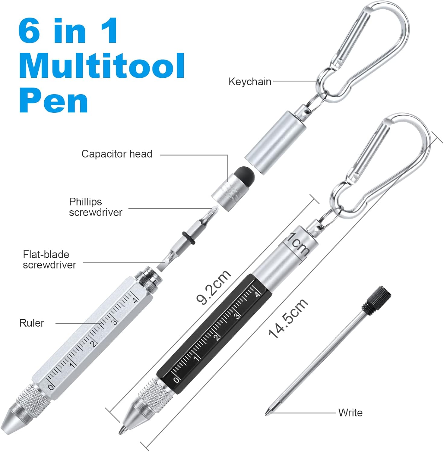 Detalle de Vicloon Porte-Clés multitoolpen met stylus, liniaal en twee schroevendraaiers