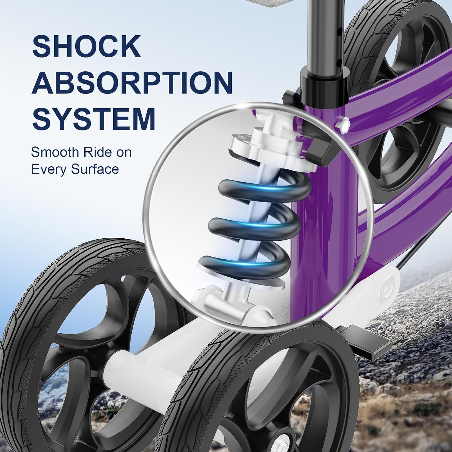 Thumbnail 5 de Aojin WB-2201 Purple Knee Scooter, 8-Inch Wheels, 300-Pound Capacity