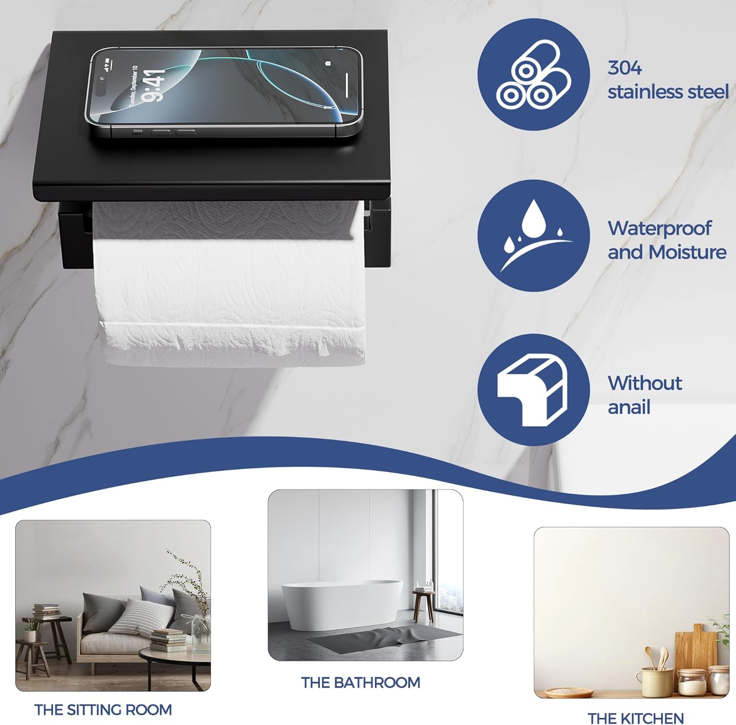 Thumbnail 3 de Aikzik Klopapierhalter ohne Bohren