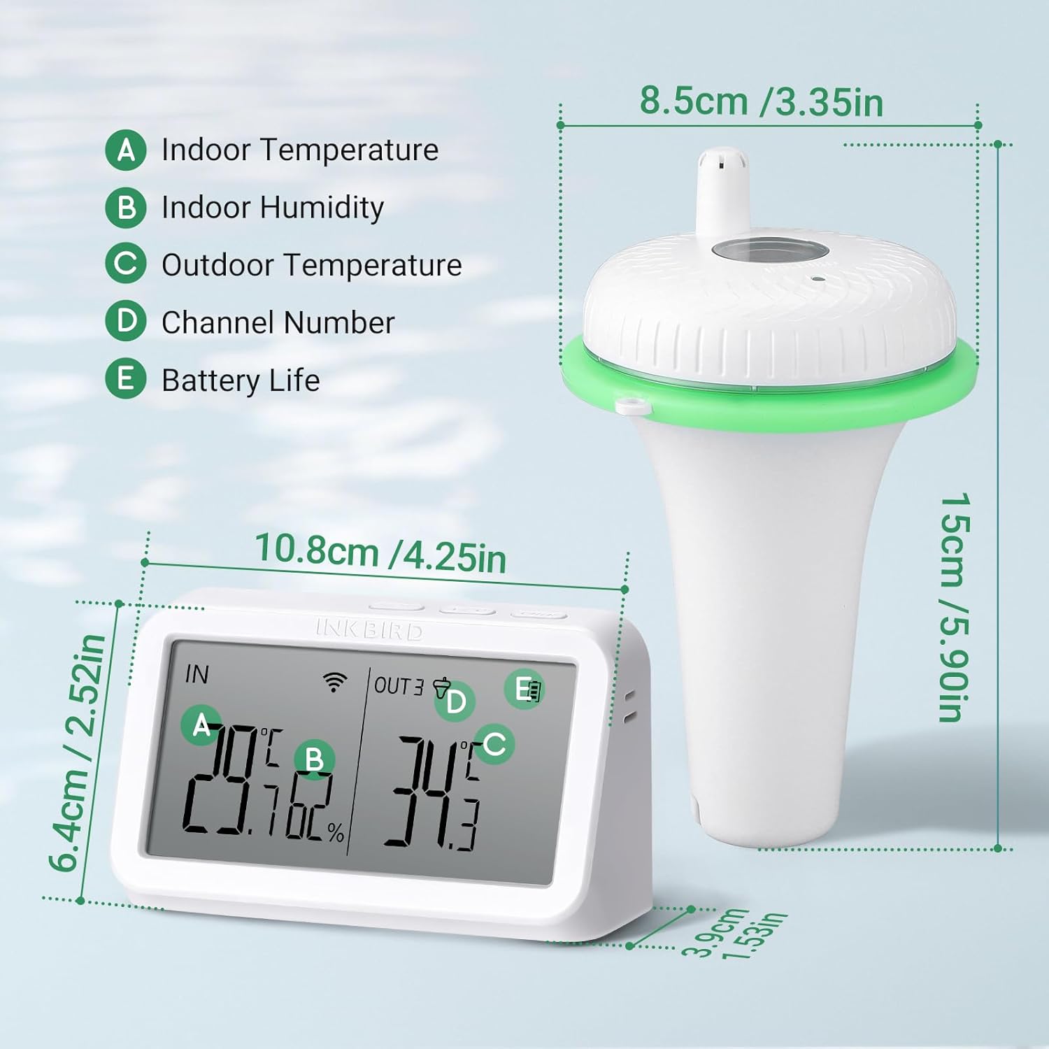 Thumbnail 6 de Inkbird Termometro Piscina WiFi con Passerella IBS-M2, monitoraggio 9 canali con app