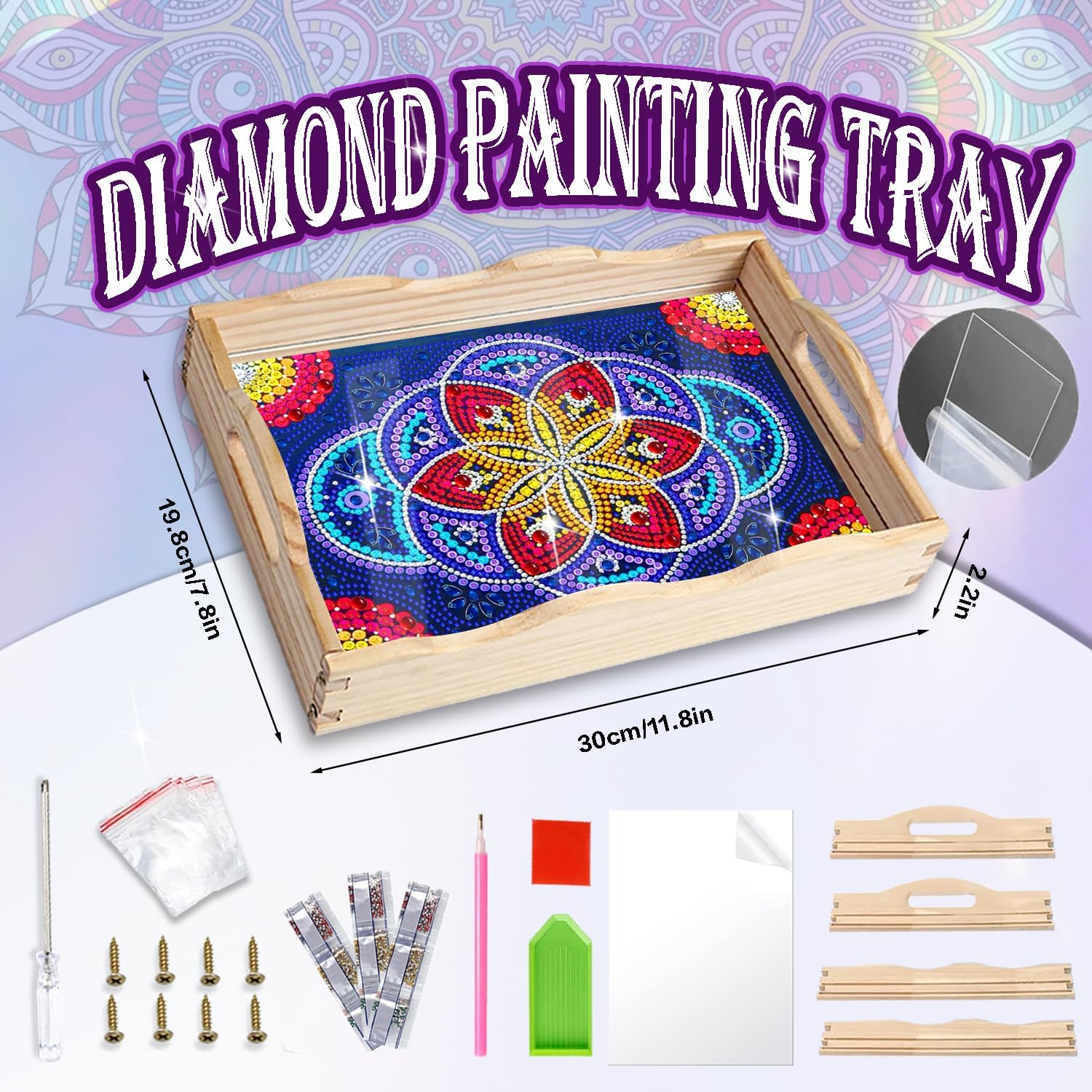 Detalle 2 de EWJRNSF Diamond Art Serving Tray, 7.8 x 11.8 Inches