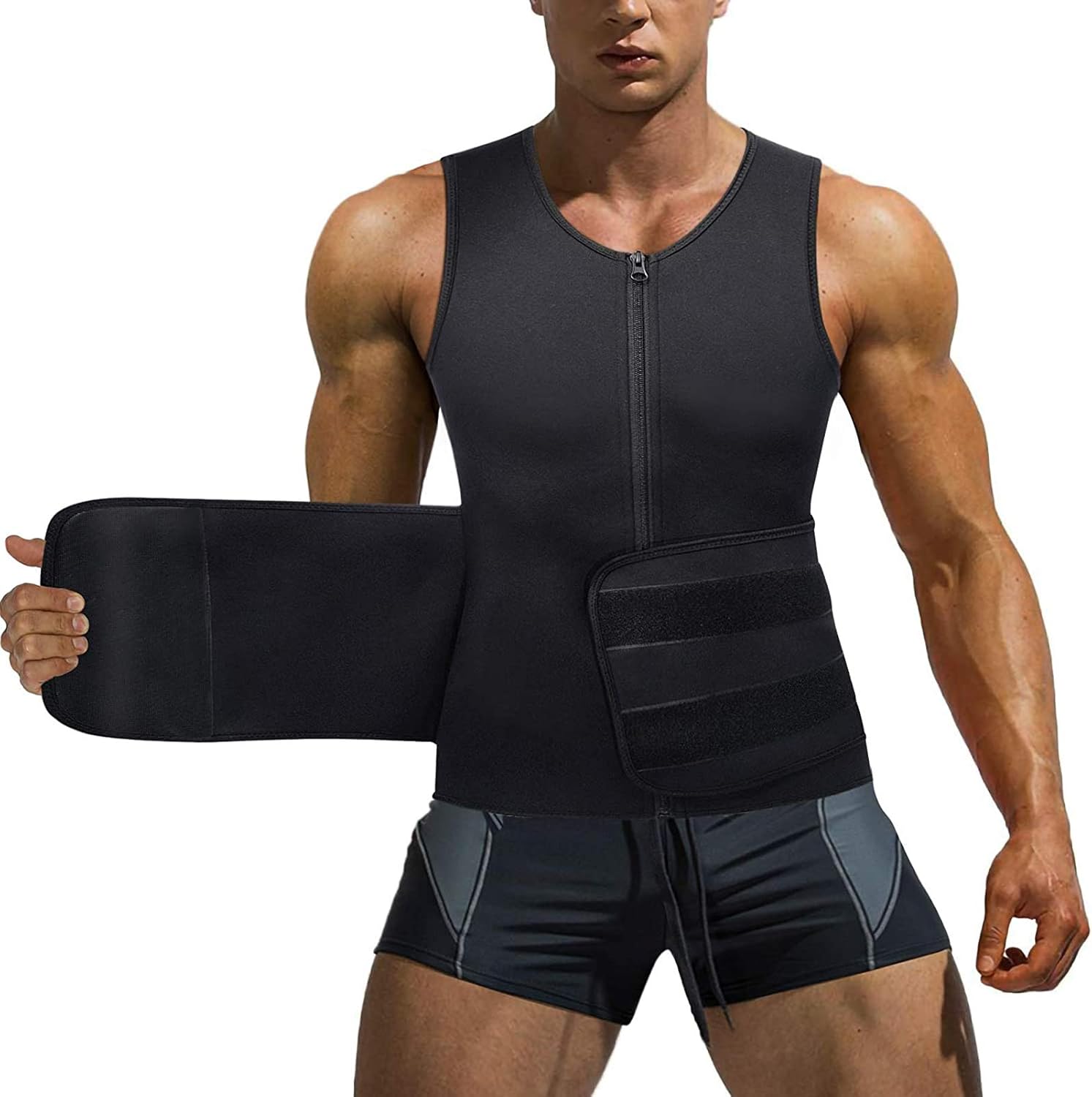 Thumbnail 1 de CHUMIAN Canottiera Dimagrante Uomo con Fascia Addominale in Neoprene – Gilet Sauna per Allenamento