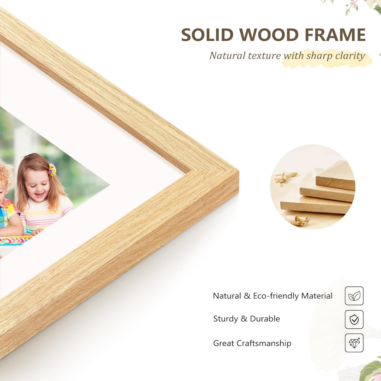Detalle 2 de Tinkeps 2 Pack A3 Oak Picture Frame – 100% Solid Wood, Plexiglass, Wall Mountable