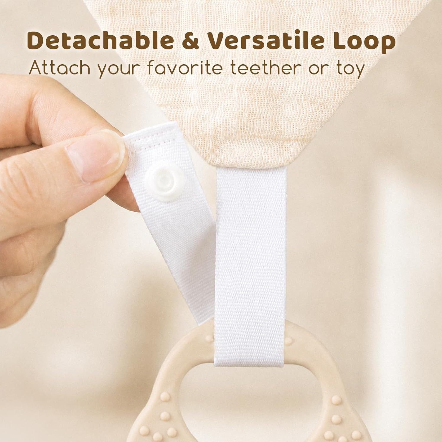 Detalle de COOROBIN 8-Pack Muslin Baby Bibs with 2 Teethers, Adjustable 100% Cotton