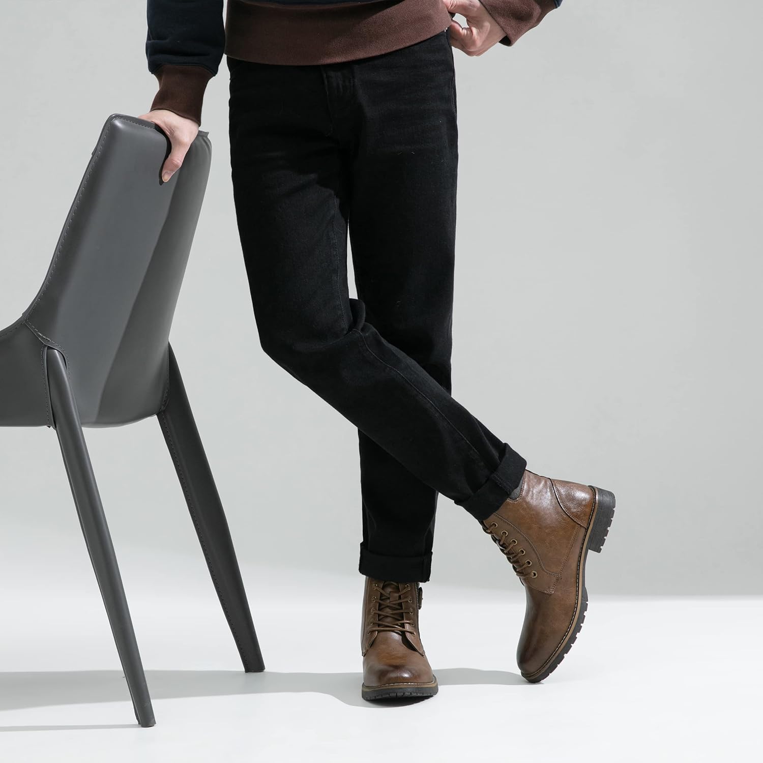 Thumbnail 2 de VOSTEY Men's Boots: Casual Motorcycle Combat Boots for Everyday Style