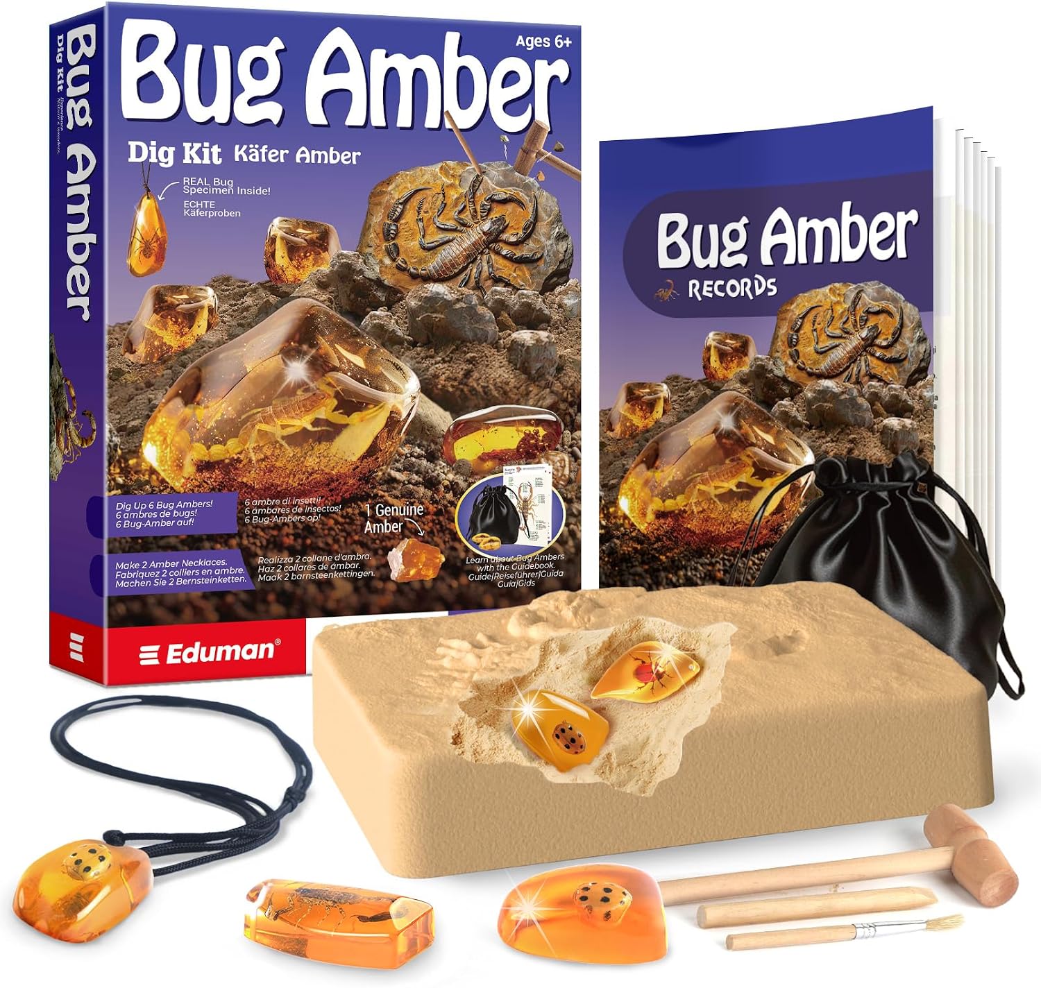 Detalle de EDUMAN Set di Scavi in Ambra per Bambini – Esplora Fossili eInsetti con Strumenti Educativi