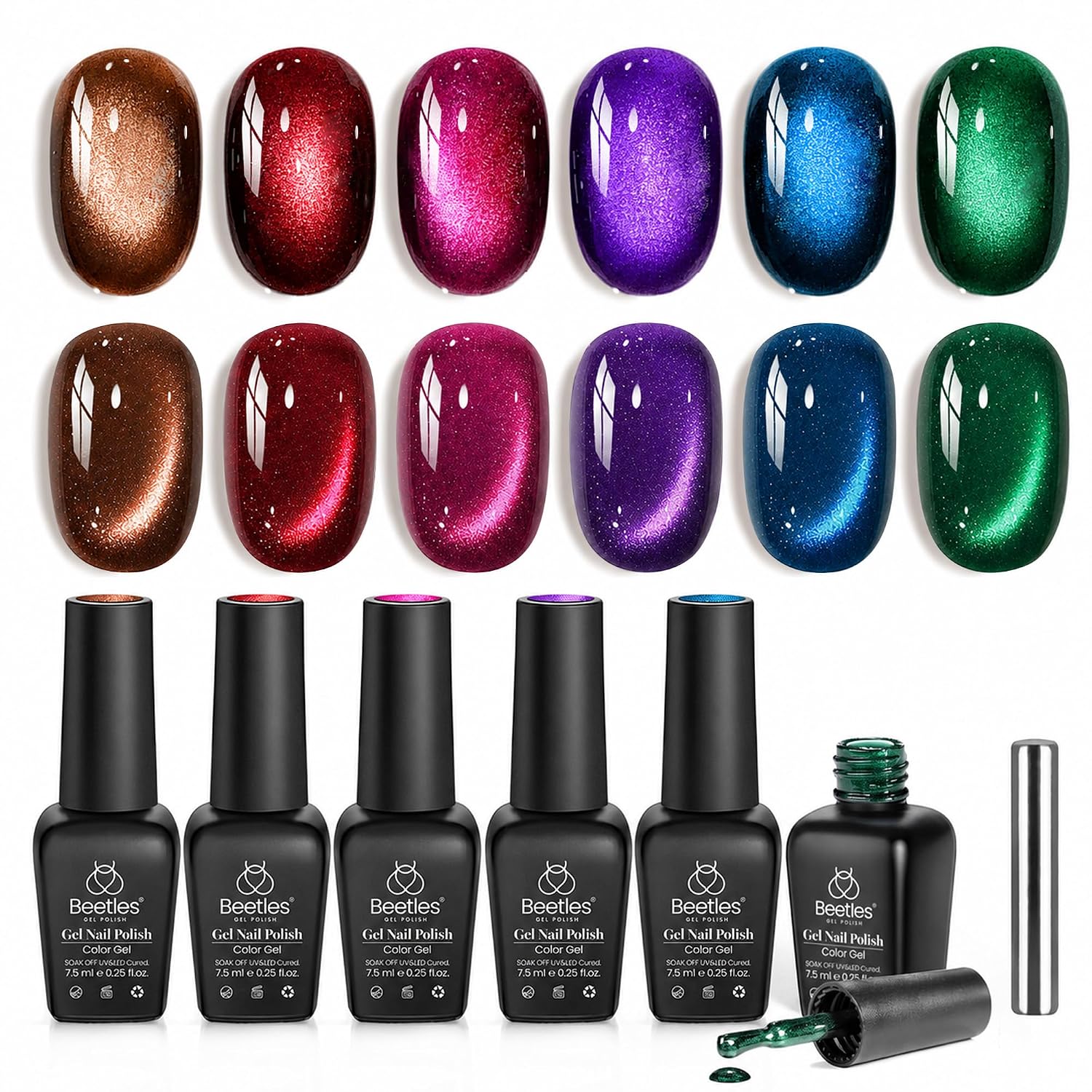 Detalle de Beetles Jewel Parade Cat Eye Gel Polish Set 6-Color