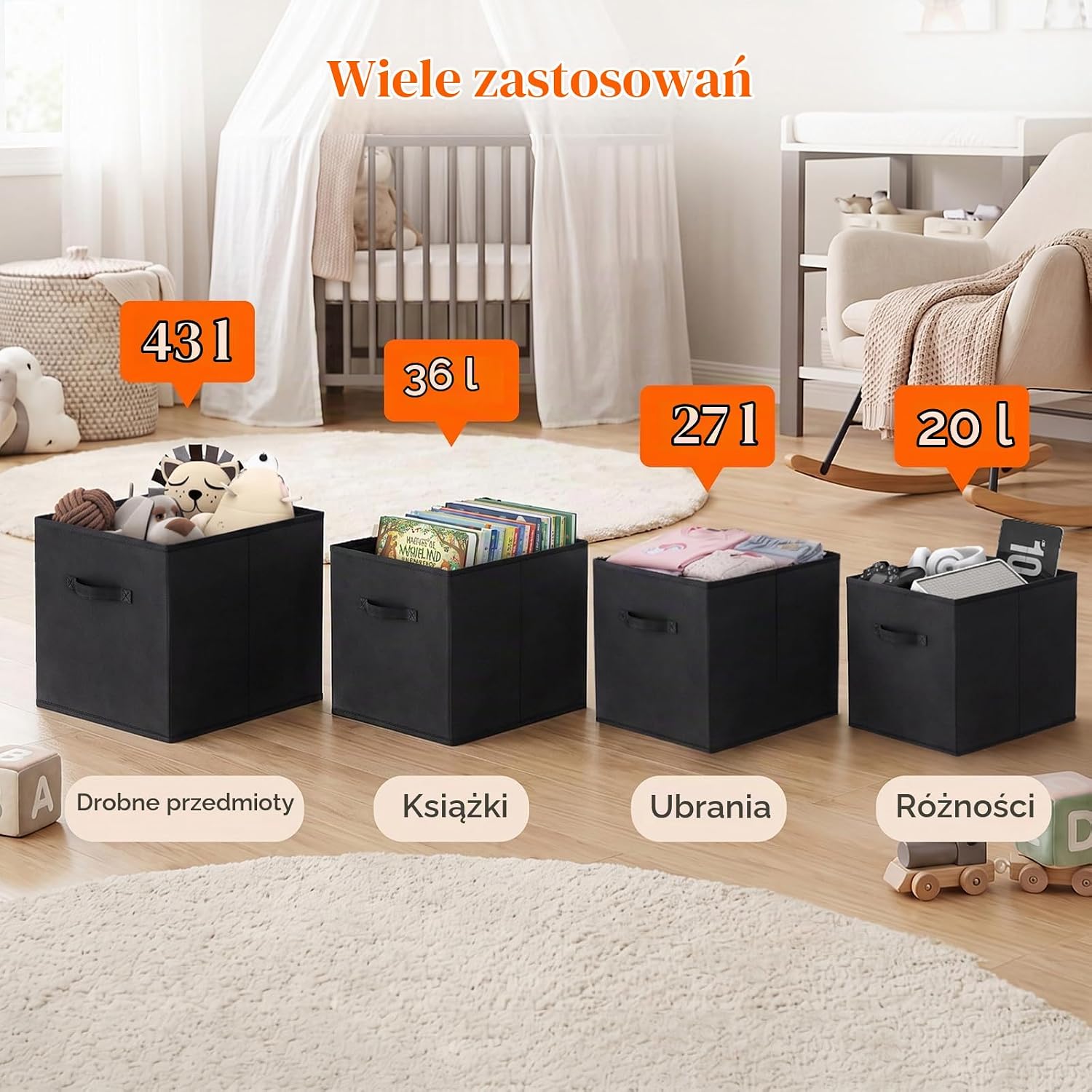 Detalle de Lifewit LHLF230211BLC – zestaw 6 składanych kostek do przechowywania, czarne