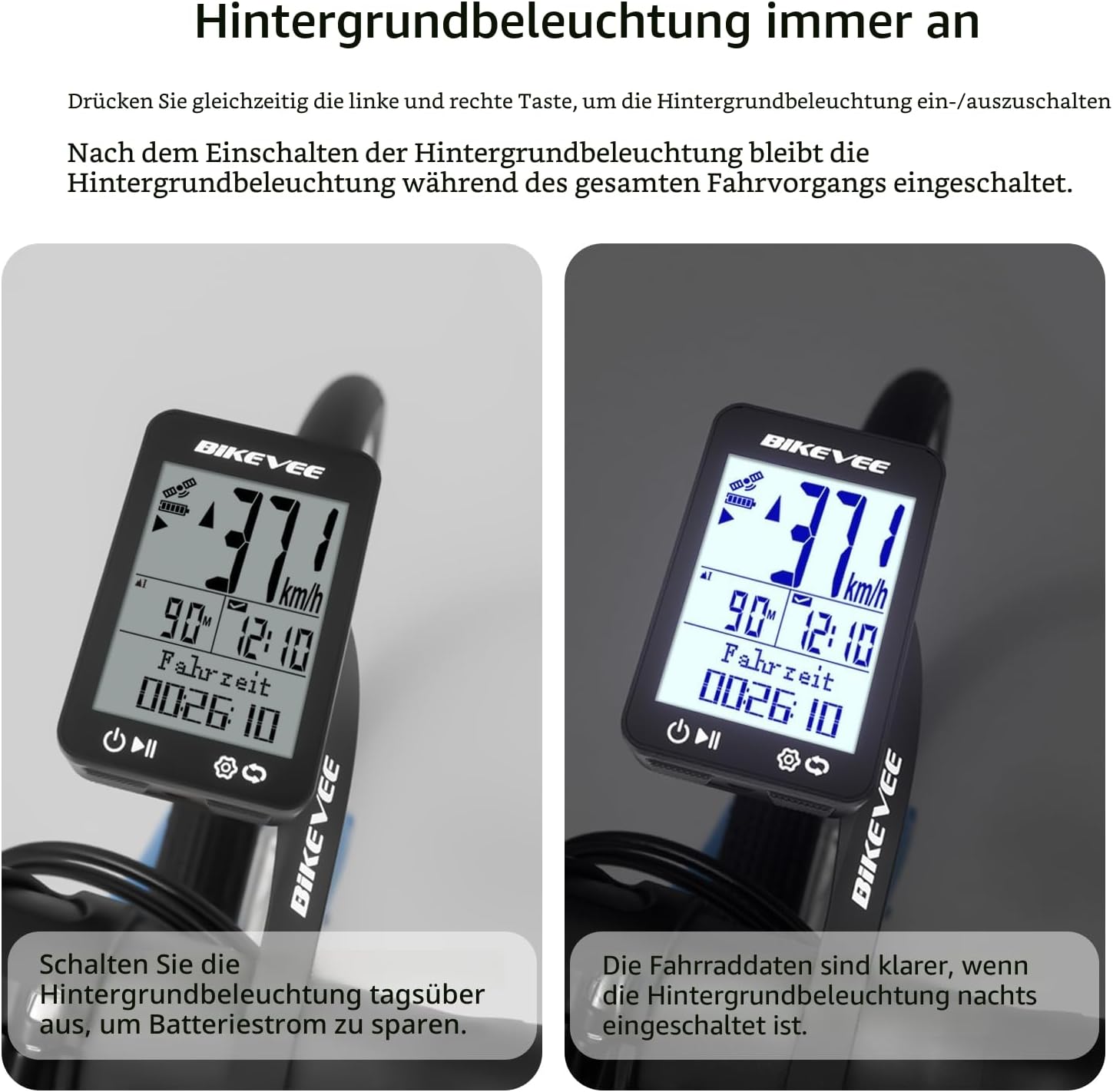 Thumbnail 4 de Bikevee GPS Fahrradcomputer Kabellos IPX7 – 2,4'' FSTN Display, 28h Akku