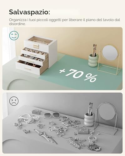 Thumbnail 6 de SONGMICS GISELLA Collezione – Portagioie con Coperchio in Vetro, 4 Livelli, 31 Scomparti, Bianco Nuvola e Dorato