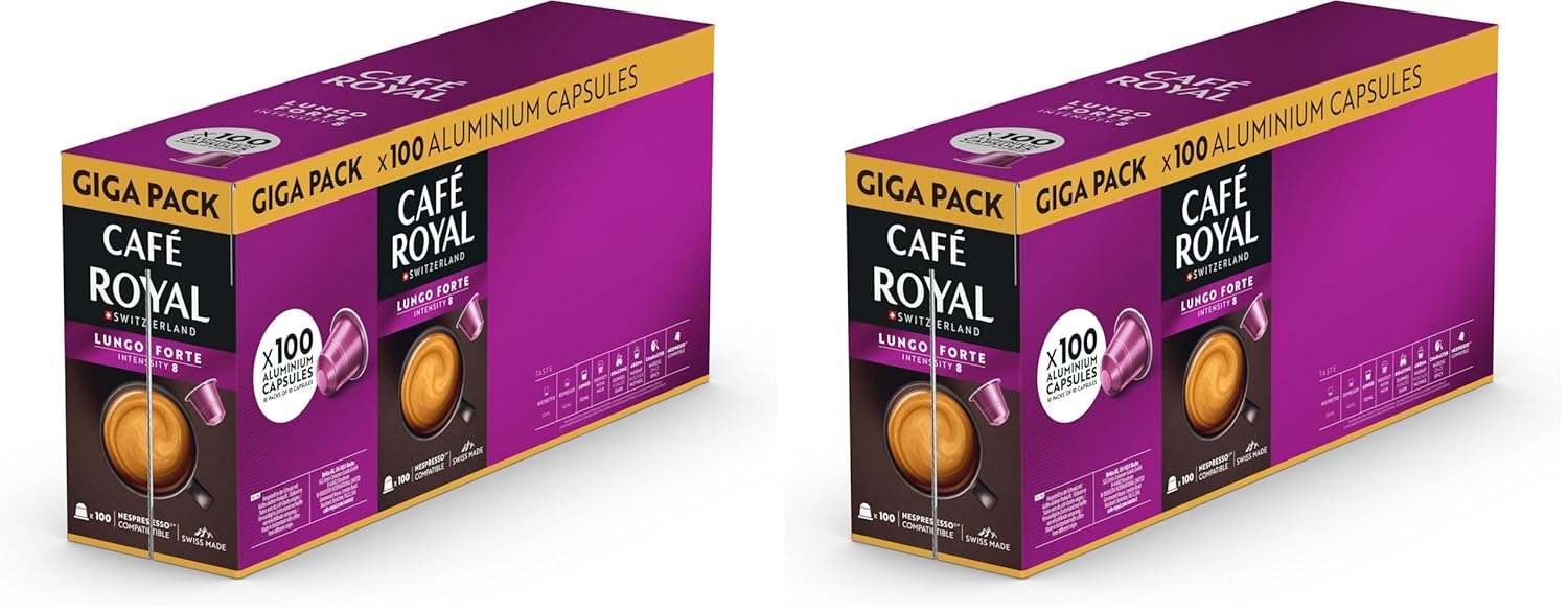Detalle de Café Royal Lungo Promo Packung – Nespresso-kompatible Kaffeekapseln, 100 Kapseln, 100% Arabica