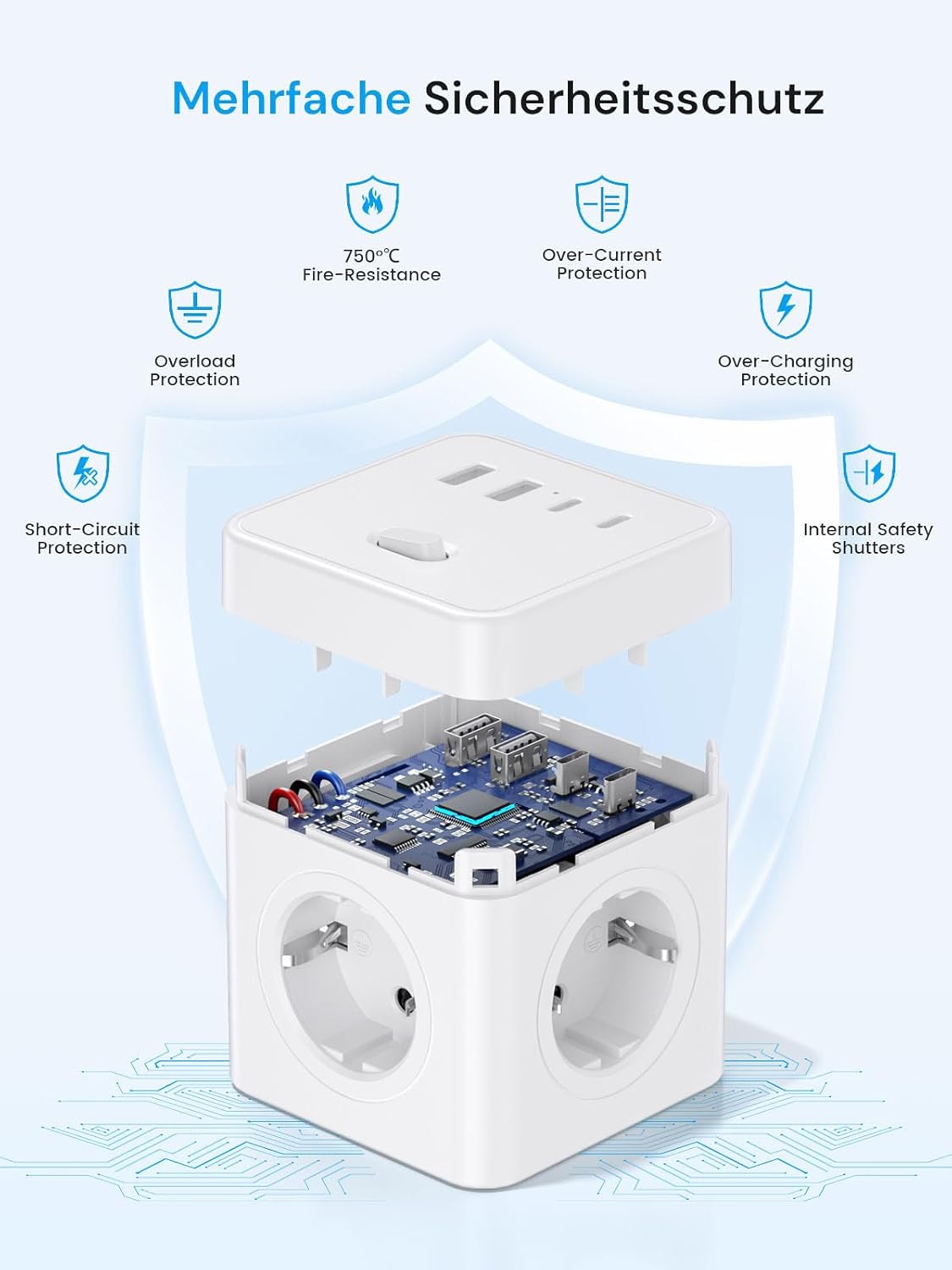 Thumbnail 5 de Power Cube Steckdosenwürfel 8‑in‑1 mit USB