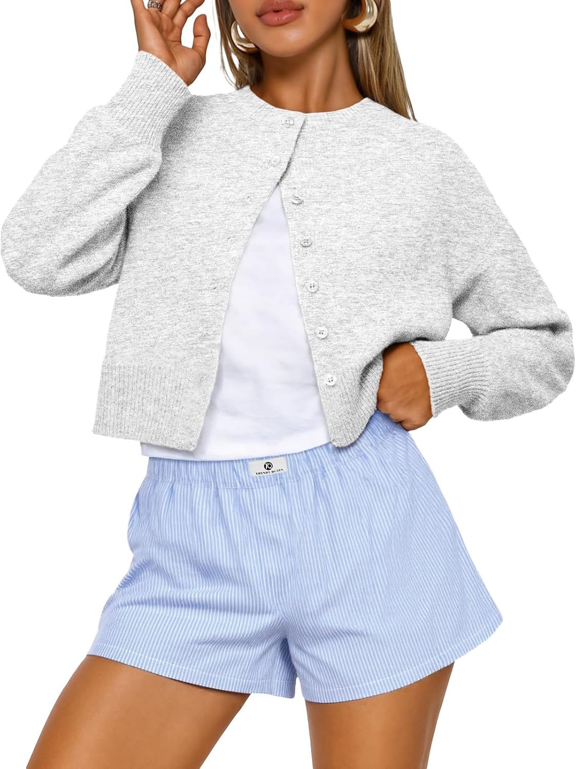 Detalle de Trendy Queen Cropped Cardigan Sweater for Women