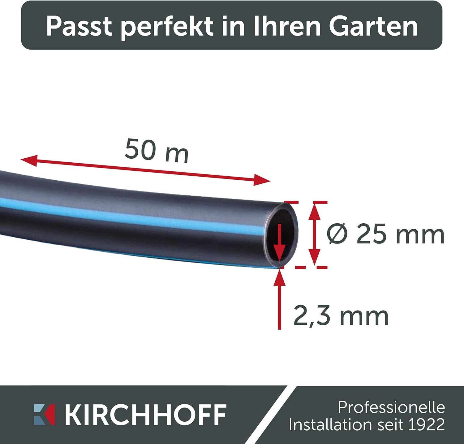 Thumbnail 5 de Kirchhoff Wasserleitung HDPE 25 mm × 50 m – DVGW geprüft, Trinkwasser geeignet, made in EU