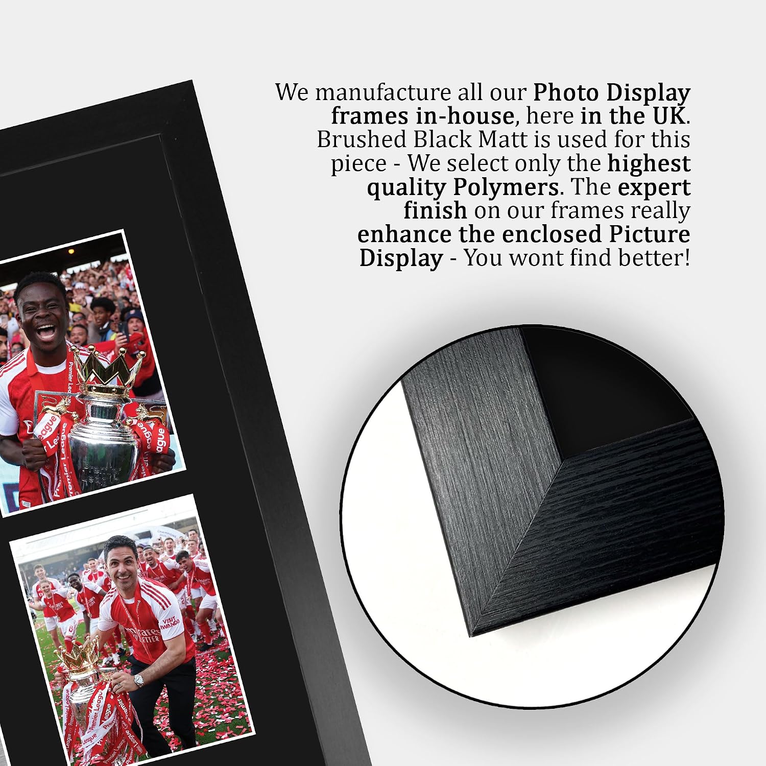 Detalle de HWC Trading Arsenal Premier League Champions 25/26 Signed A3 Framed Print