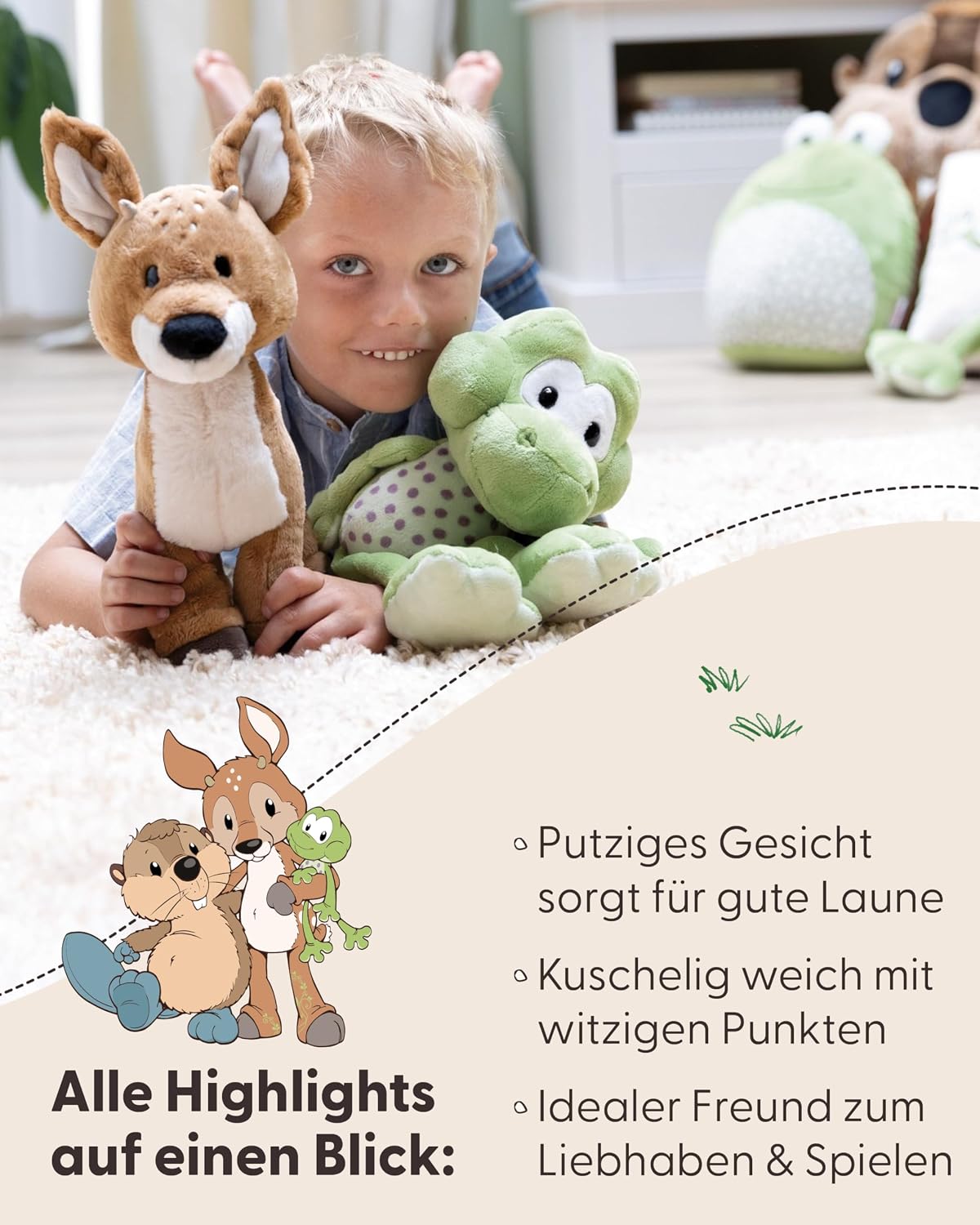 Detalle 2 de NICI Kuscheltier Frosch Fridolin Frog 18cm – grüner Plüschfreund zum Kuscheln