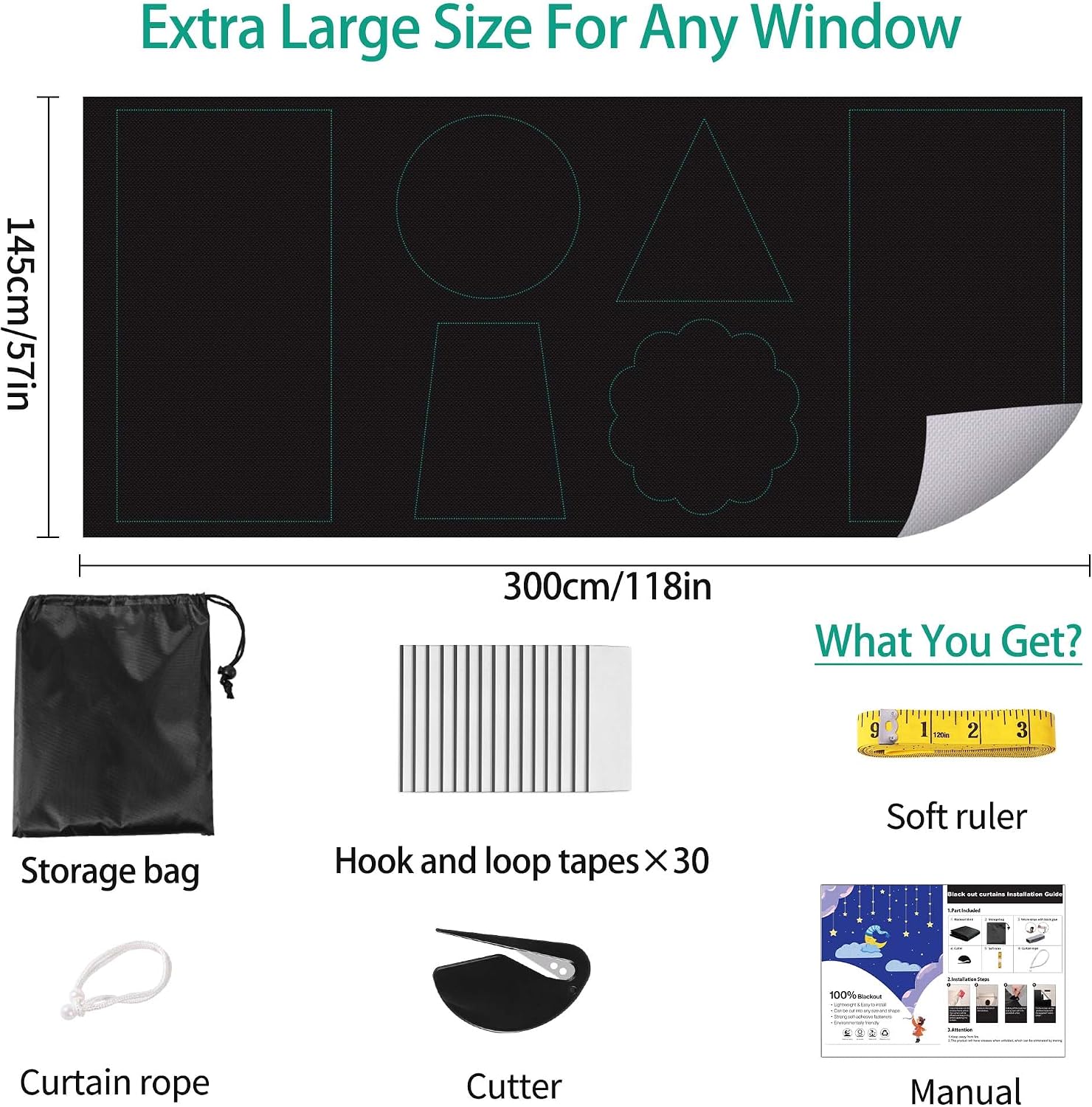 Thumbnail 3 de HuiCloud 100% Blackout Stick-On Blind (300 x 145 cm) – temporary no-drill blackout for windows