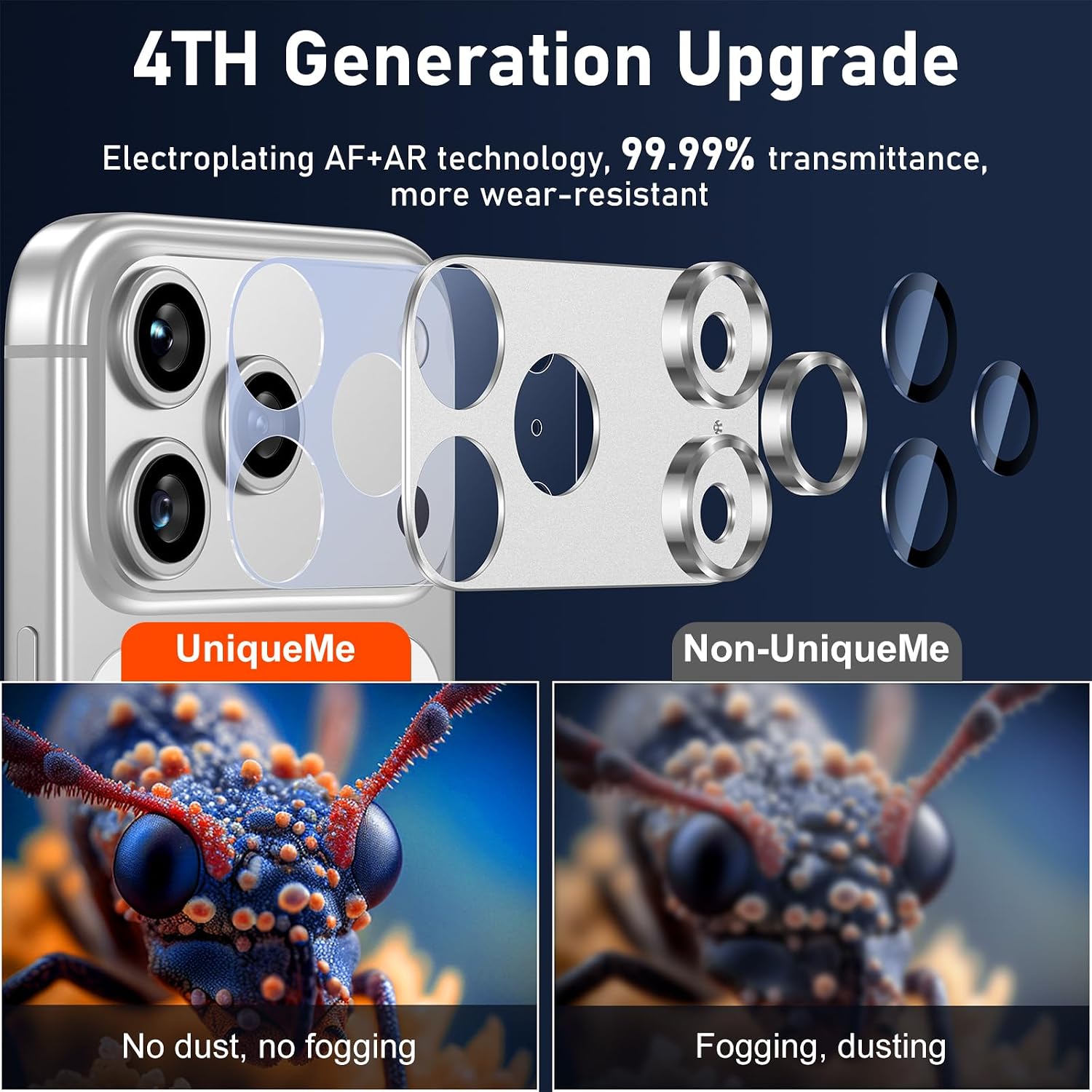 Thumbnail 1 de UniqueMe iPhone 17 Pro Max Camera Lens Protector - 1 pack