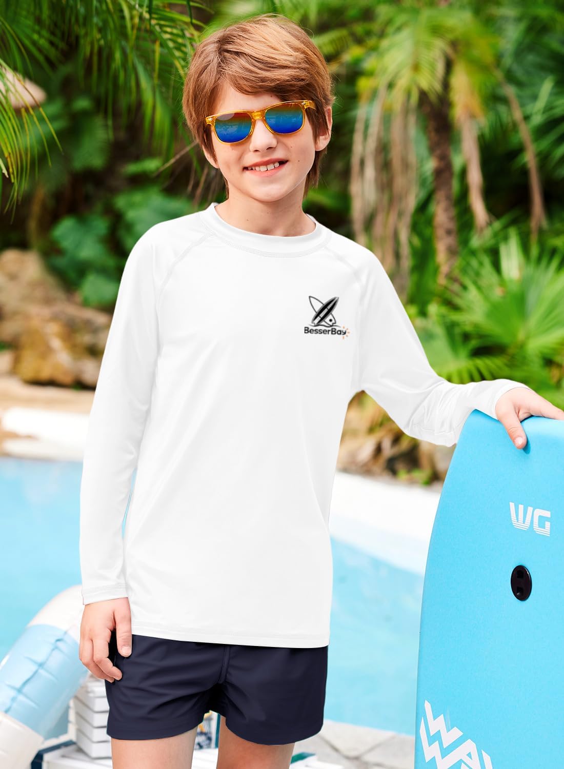 Detalle de BesserBay Kinder UV Shirt UPF 50+ Langarm Rashguard 110-150 – Sonnenschutz & Bewegungsfreiheit