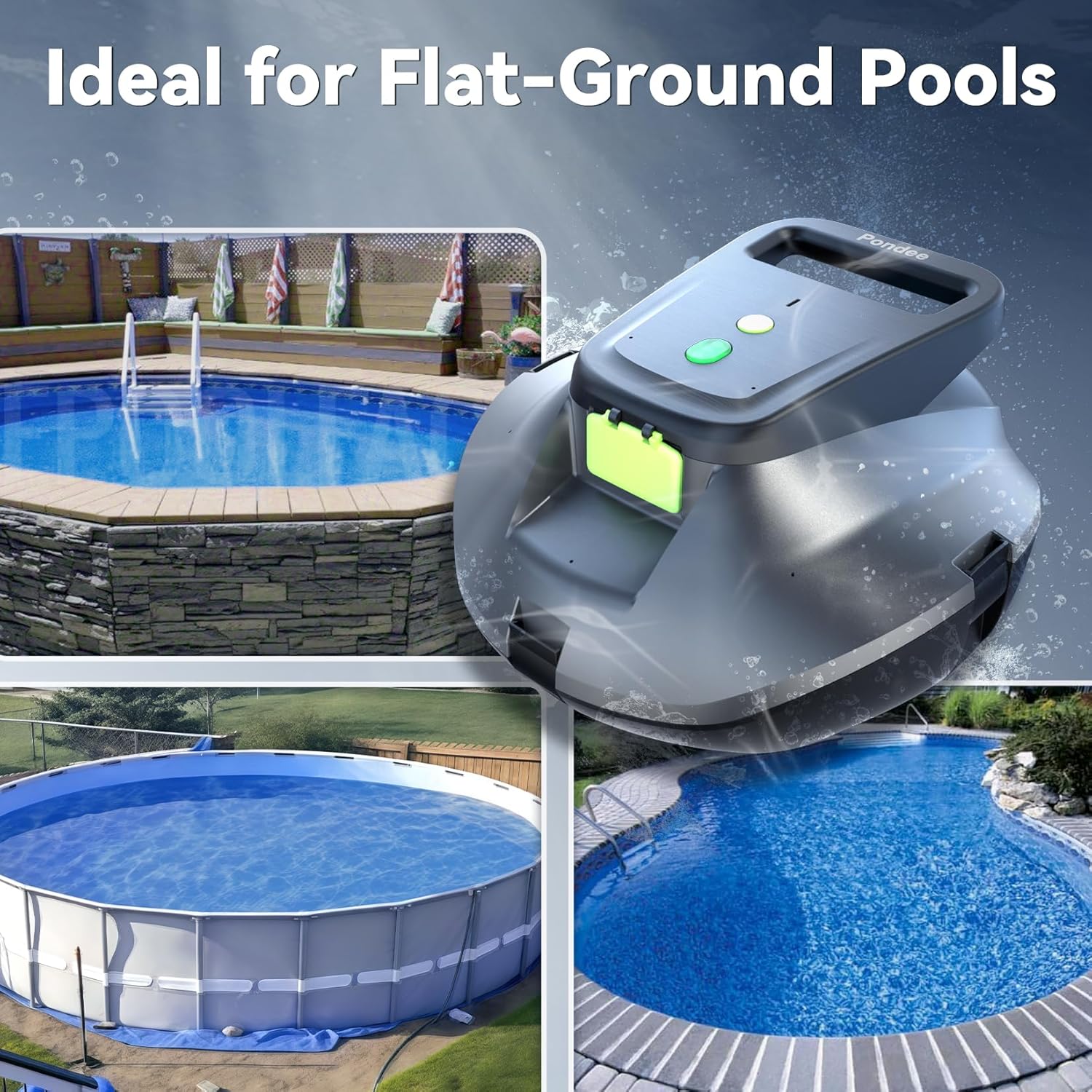 Thumbnail 3 de (Upgrade 2026) Pondee X1 Robot Piscine sans fil : jusqu’à 80 m², stationnement automatique