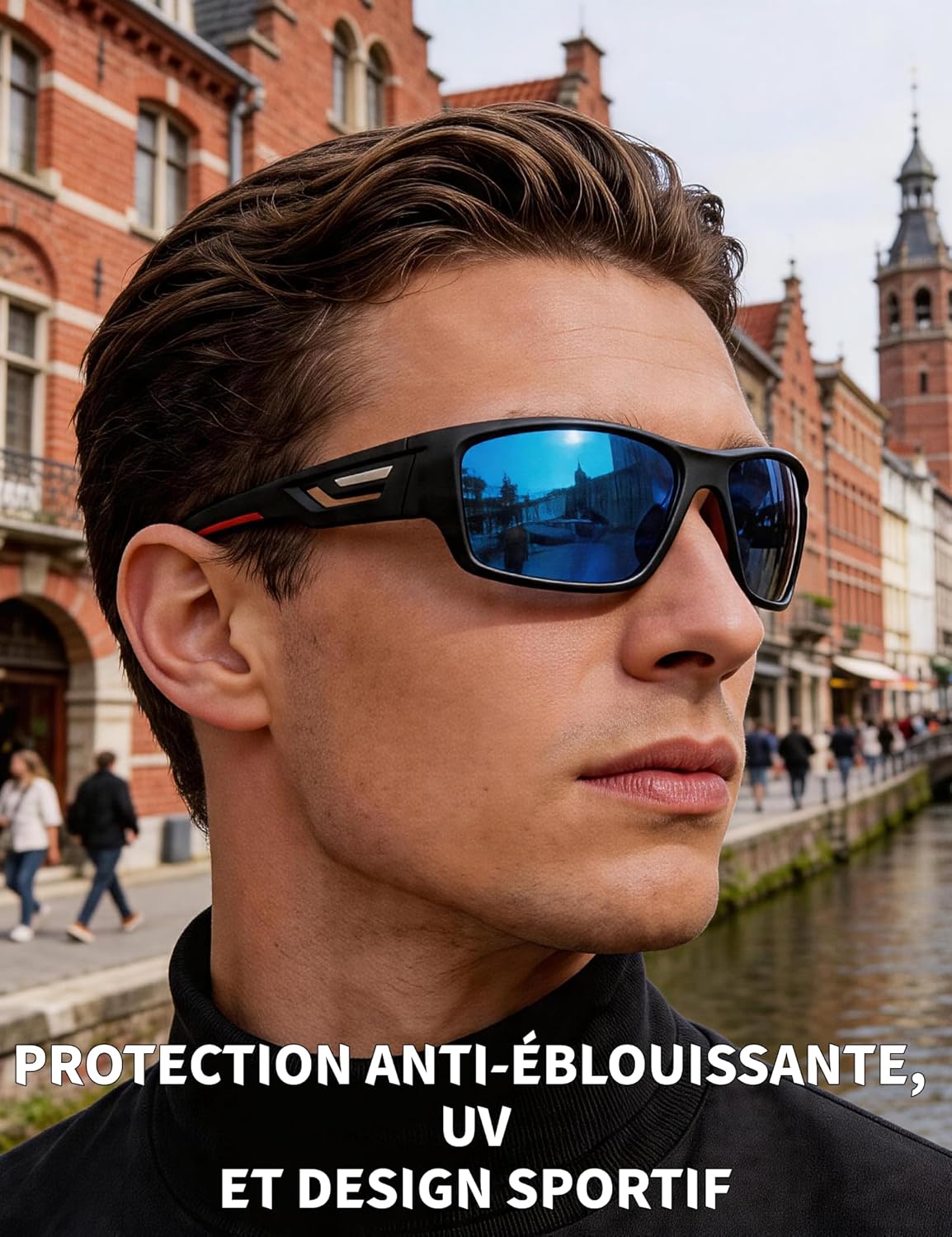 Detalle de PUKCLAR Lunettes de soleil Hommes Polarisées UV400 – Monture TR90 ultralégère (63 mm / 140 mm / 16 mm)