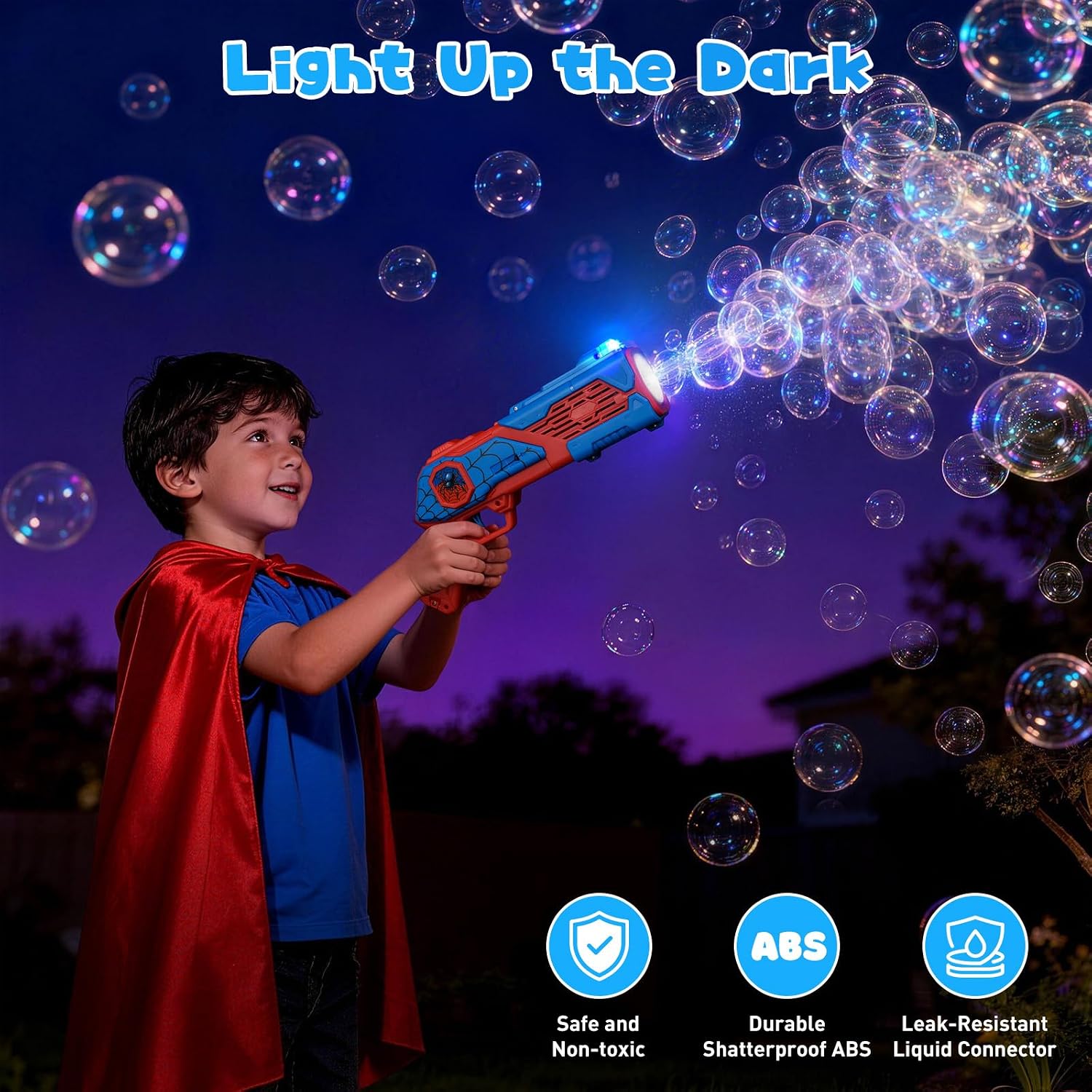 Detalle 2 de HtZestToysiop US-HTFD-010 Spider Bubble Gun Set, 2 Guns with LED Lights