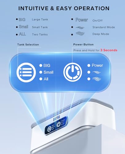 Detalle de SUNPOW Ultrasonic Cleaner Glasses – Dual Frequency Dual Tank (45kHz) for Jewellery & Contact Lenses