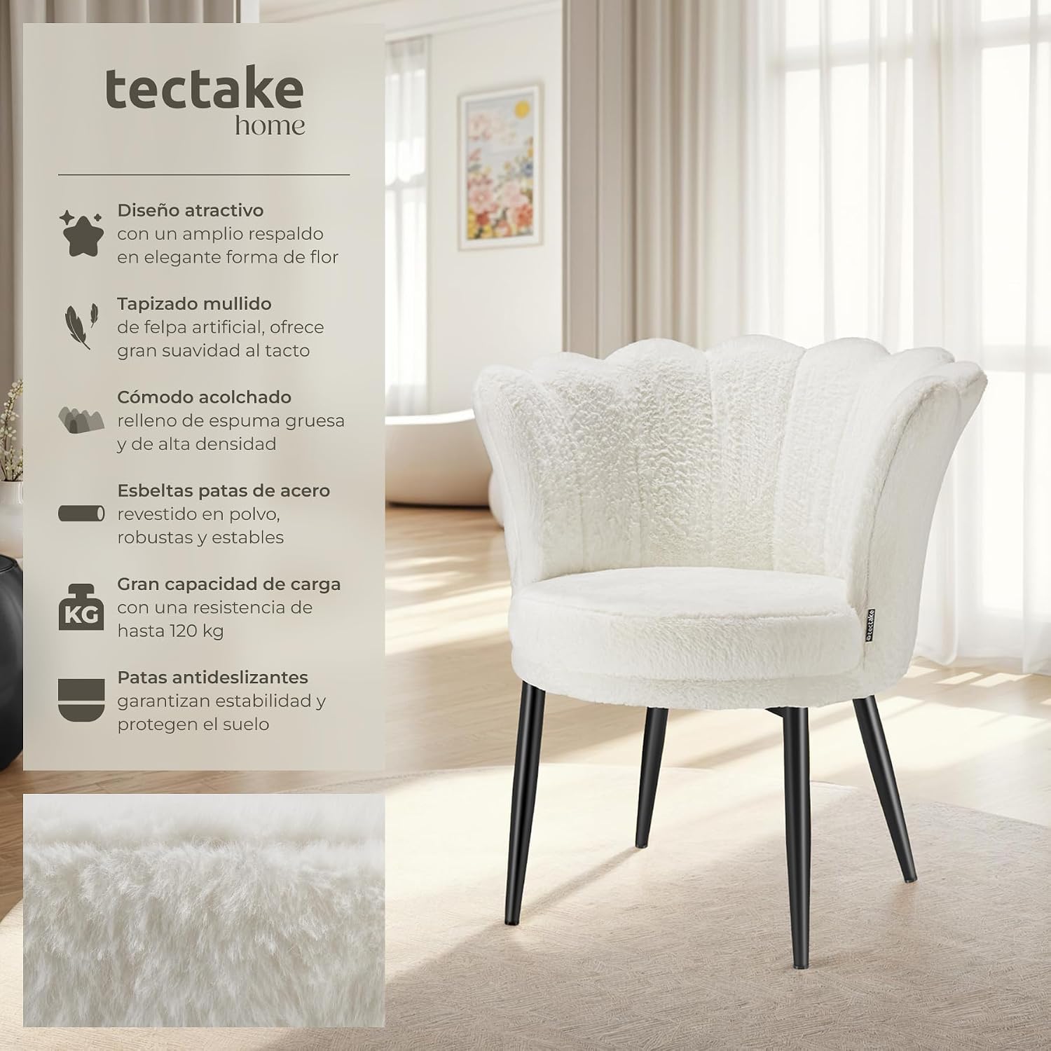 Detalle de TecTake Sillón Tapizado Terciopelo 1 plaza