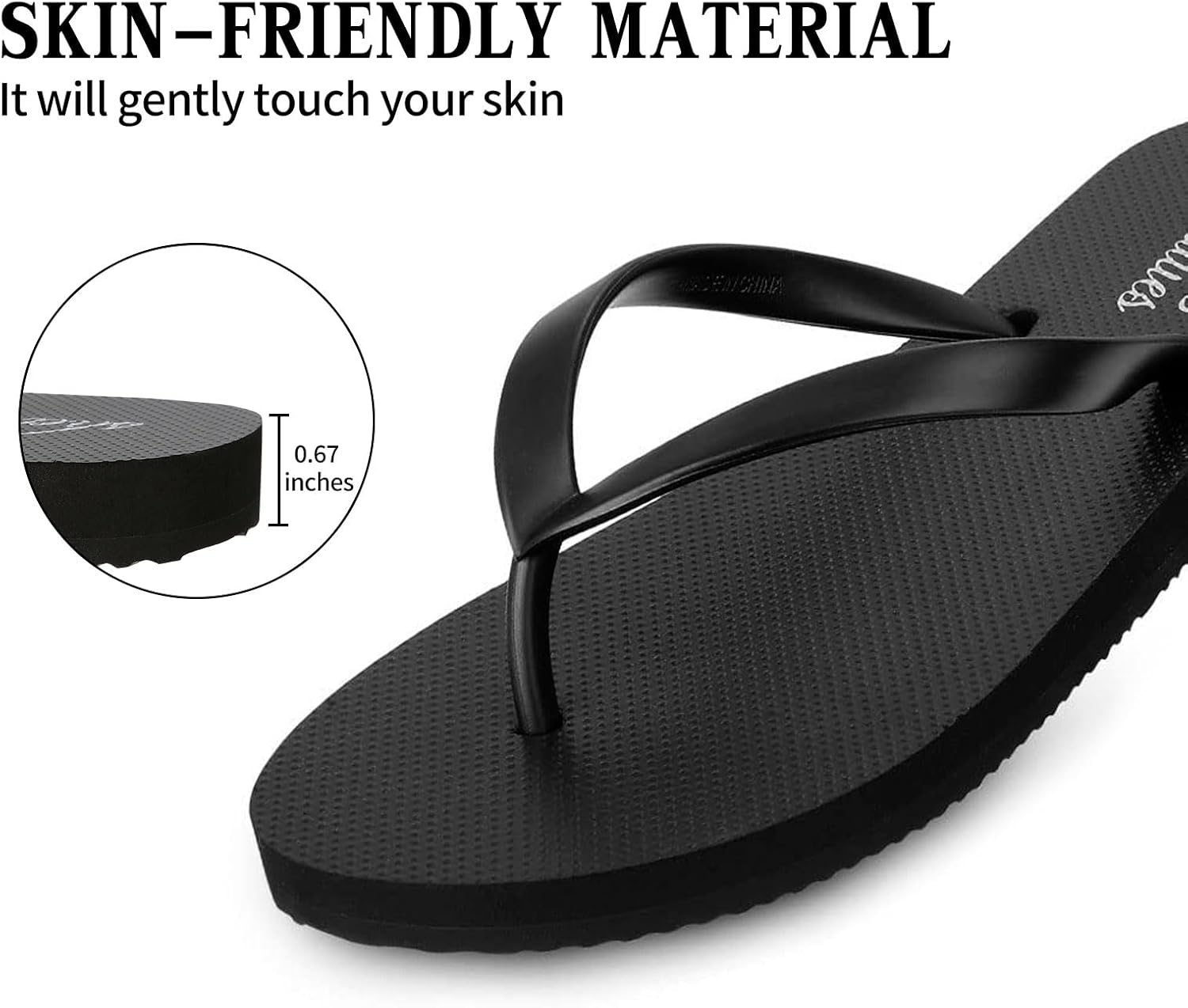 Thumbnail 3 de shevalues Slim Flip Flops for Women — Beach Rubber Thong Sandals with Yoga Mat Footbed