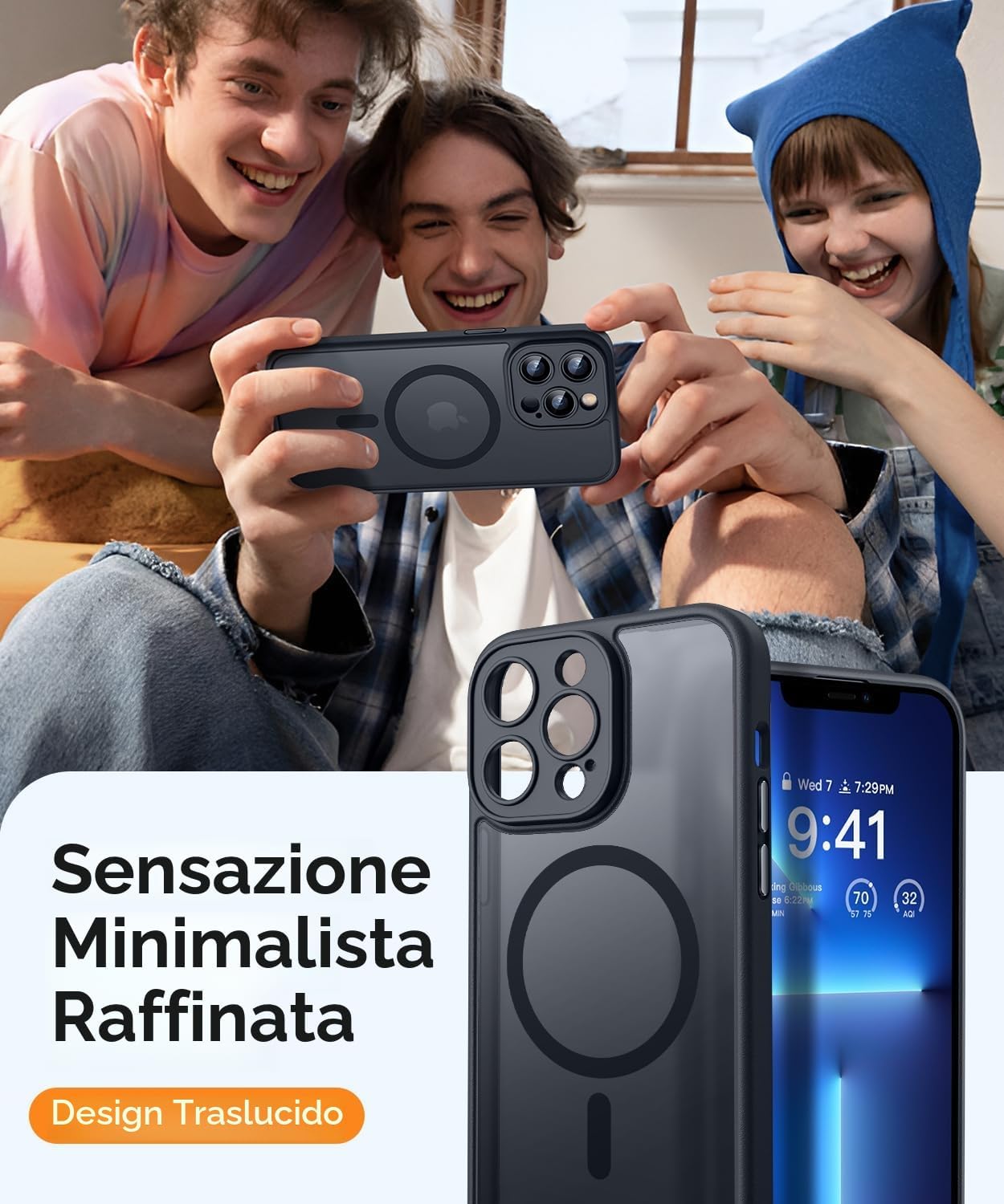 Thumbnail 6 de CANSHN Cover Magnetica per iPhone 13 Pro Max 6,7" – Protezione completo della fotocamera, formato opaco traslucido