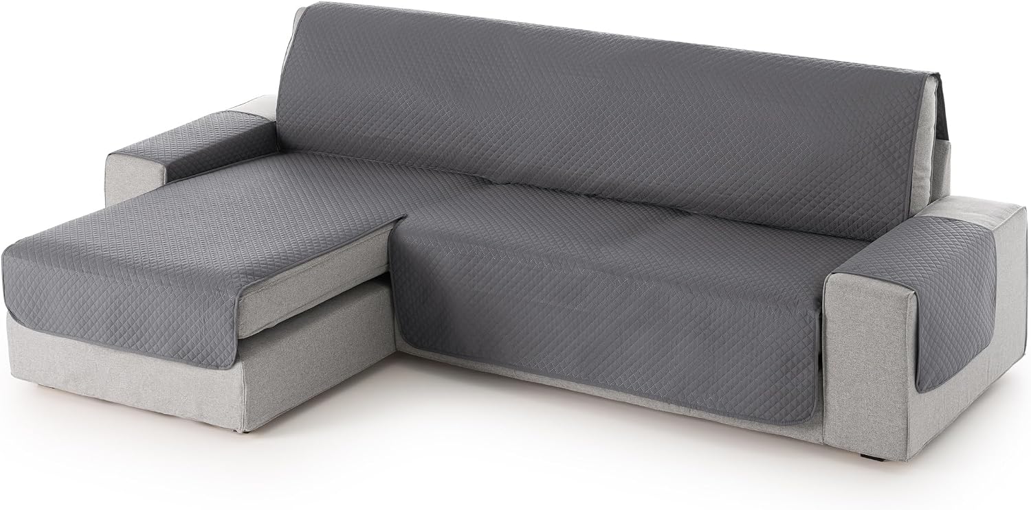 Detalle de textil-home Funda Chaise Long Adele Gris 200 cm
