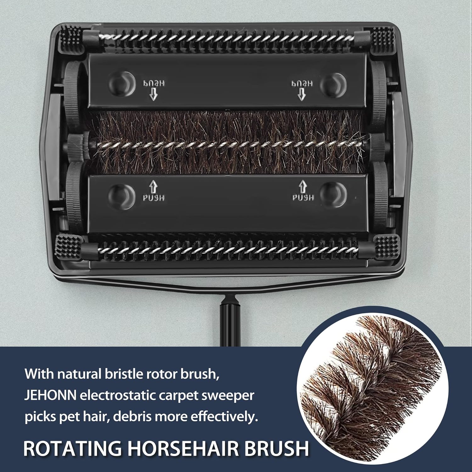 Detalle 2 de JEHONN Carpet Floor Sweeper with Horsehair for Pet Hair 🧹