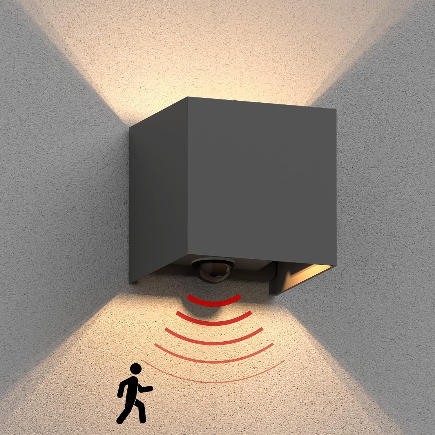 Detalle 2 de Ledscom.de 2 applique CUBEL per esterni IP65 con sensore movimento e attacco G9