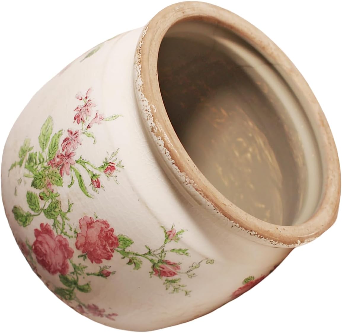 Detalle de Xiaan Jiaju Vintage Floral Ceramic Plant Pot with Drainage Hole