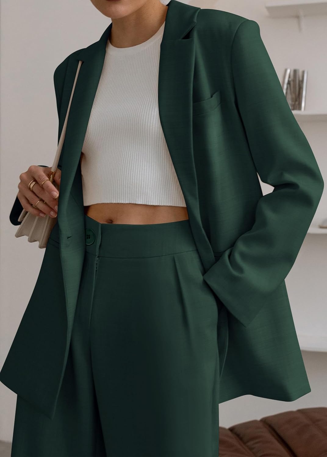 Thumbnail 6 de KIRUNDO Women Suits 2 Piece Set: Oversized Blazer + Wide Leg Pants for Business Casual