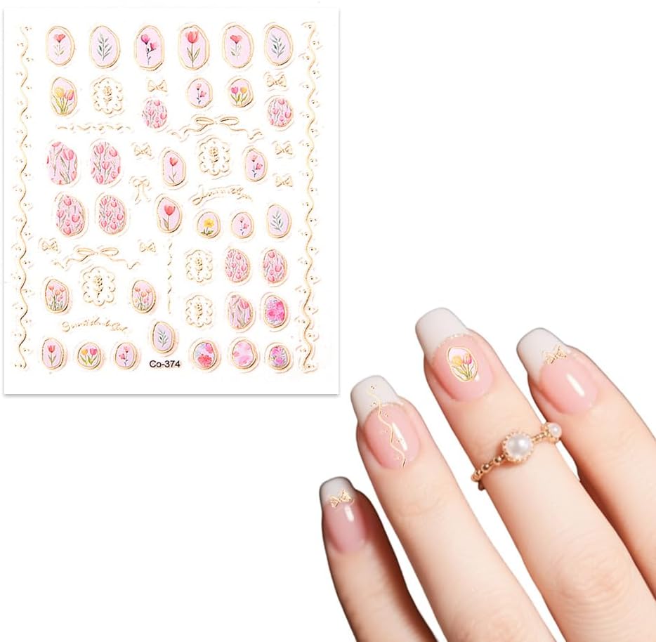 Detalle de Flower Nail Art Stickers, 2 Sheets