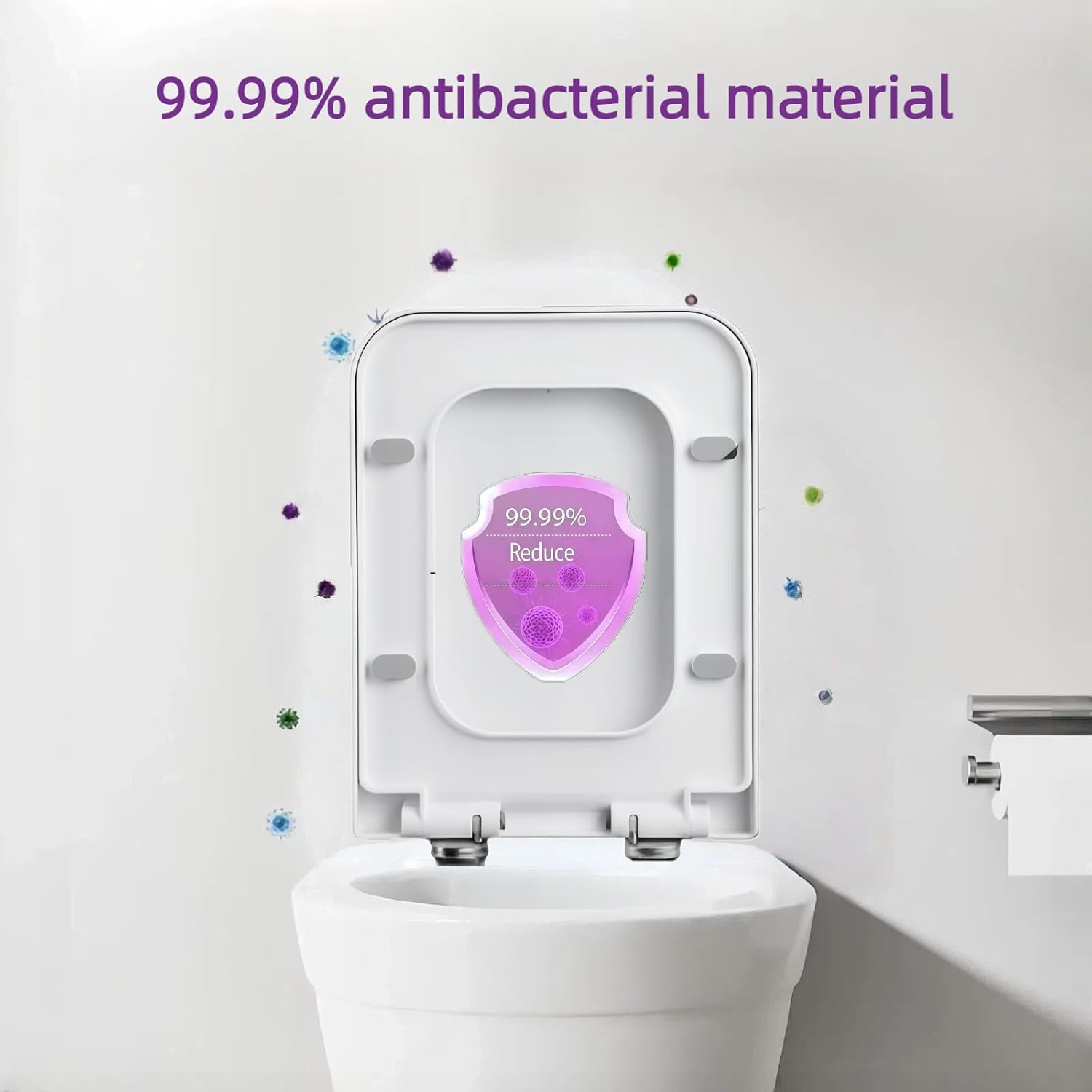 Thumbnail 4 de Solng Aldoih Square Toilet Seat with Soft Close – Heavy Duty Premium Thermoplastic (White)