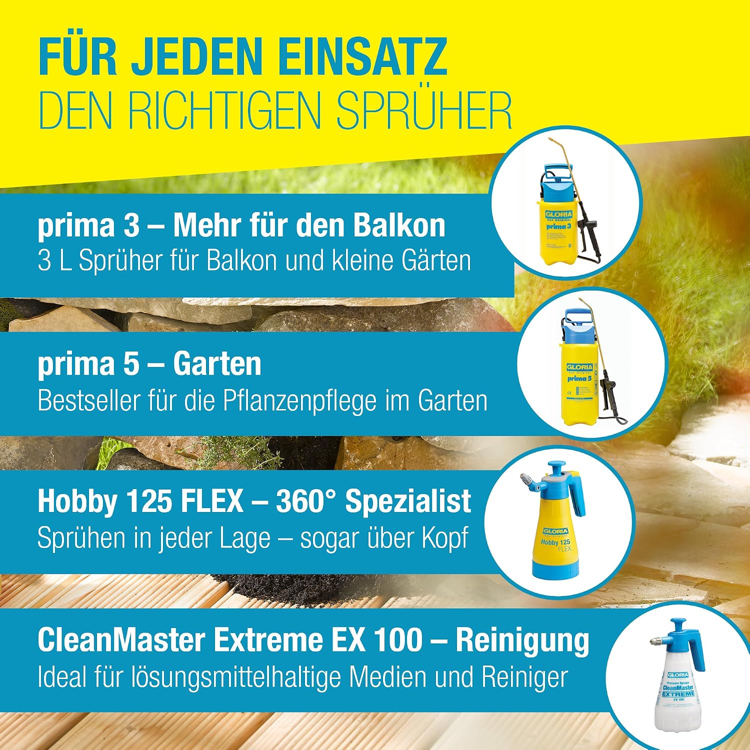 Detalle de GLORIA Hobby 100 Sprühflasche 1 L – Präzisions-Drucksprüher für Garten, Balkon und Zimmerpflanzen