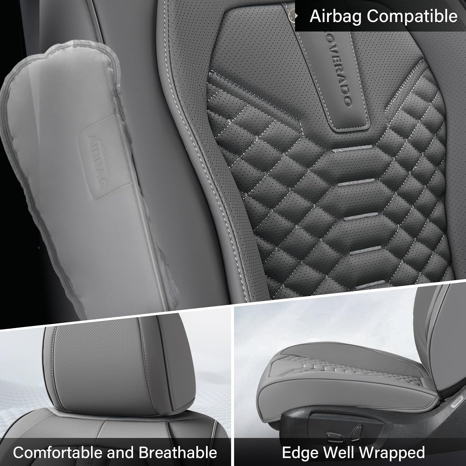 Thumbnail 4 de Coverado Car Seat Covers Full Set: Nappa Leather look, Universal 5-Seater Waterproof Protection