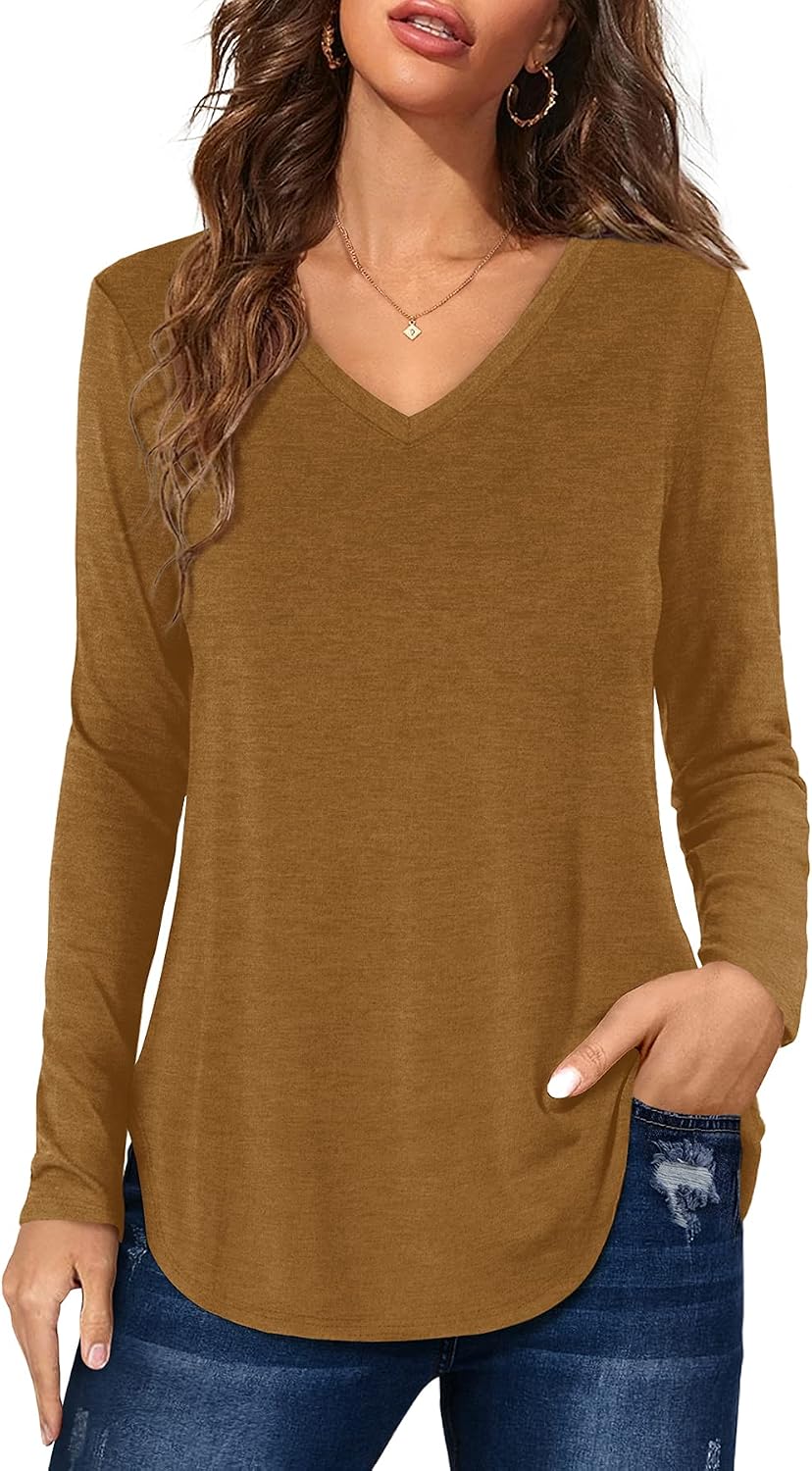 Detalle de Florboom Women’s Henley Neck Long Sleeve Casual T-Shirt Blouses
