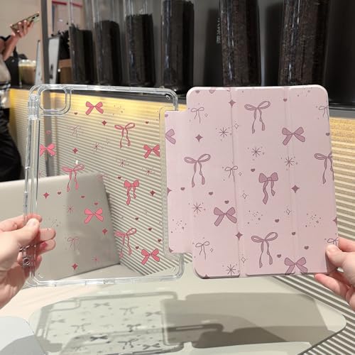 Detalle de Fycyko Étui avec Nœud pour iPad 11" (Gén. 11) et iPad 10e (10,9") - Motif Rose & Porte-crayon
