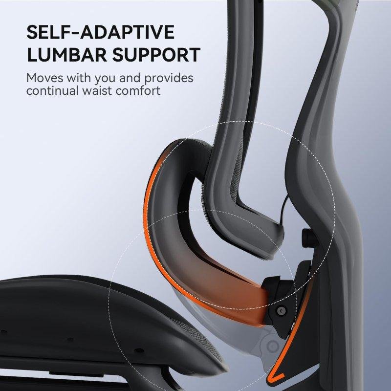 Detalle 2 de Silla de Oficina Ergonómica Sihoo Doro C300 Pro: soporte lumbar ajustable, reposabrazos 6D y reclinación inteligente