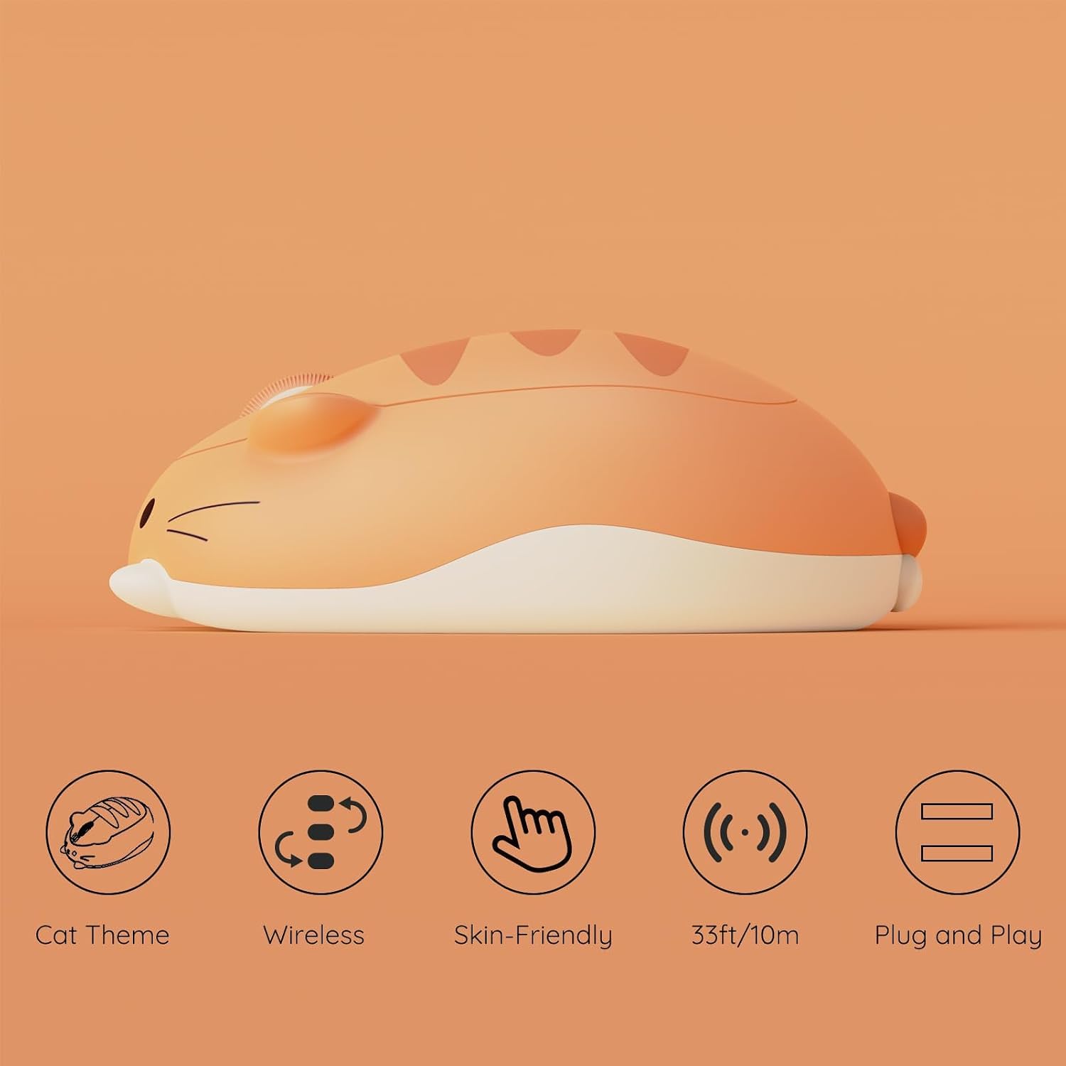 Detalle de Akko Wireless Gaming Mouse „Orange Kate“ – Tri-Mode (Bluetooth 3.0/5.0 & 2,4G) mit 3.200 DPI