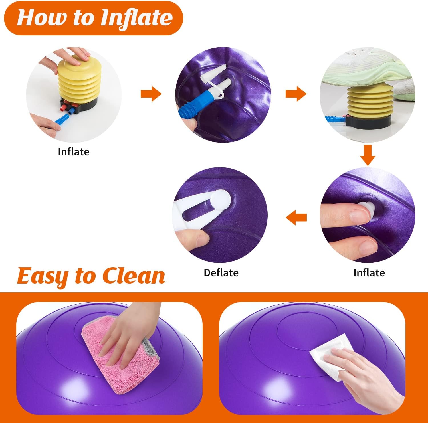 Thumbnail 6 de DASKING Peanut Ball 90x45 cm con pompa a mano: palla di arachidi per yoga, pilates, fisioterapia e gravidanza