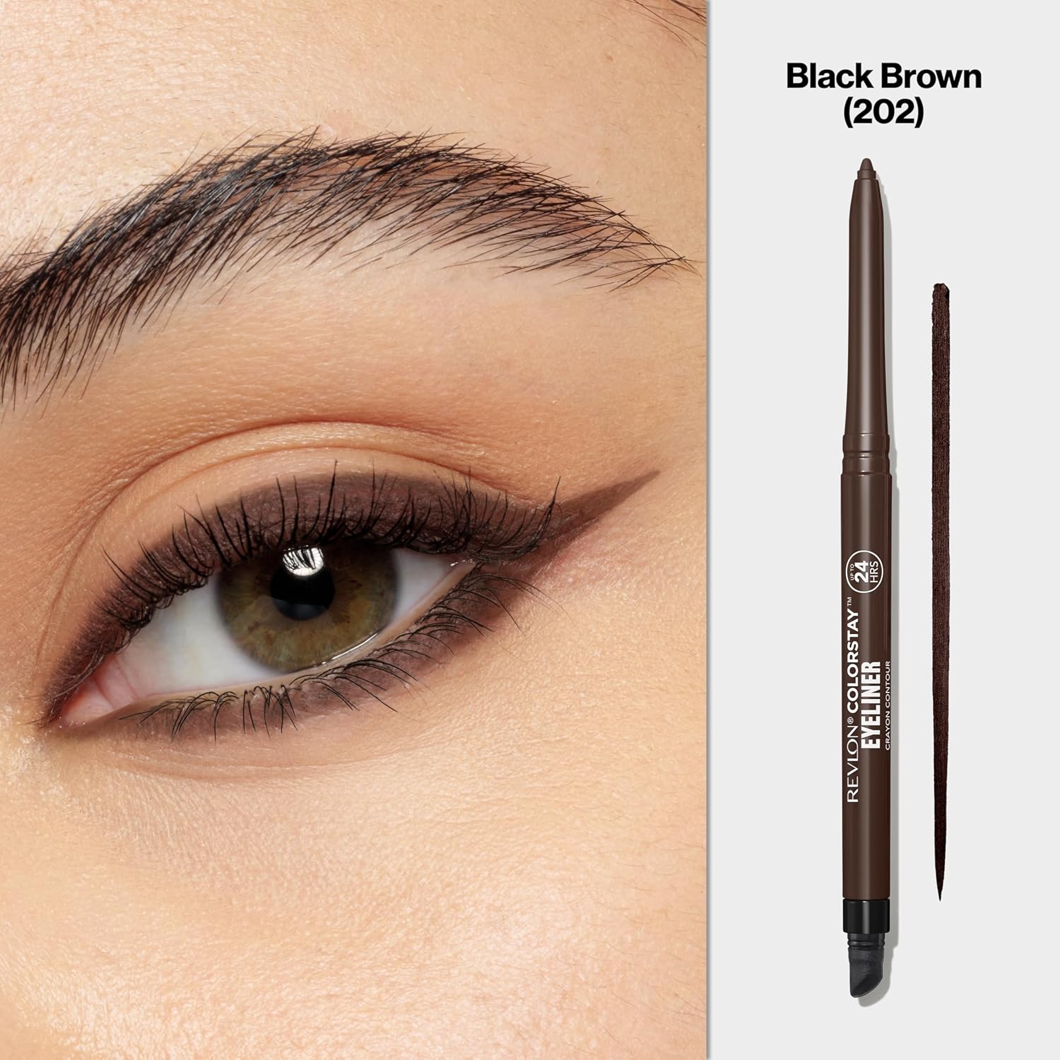 Detalle 2 de Revlon HU-XI-201 ColorStay Waterproof Pencil Eyeliner, 202 Black Brown, 2-Pack