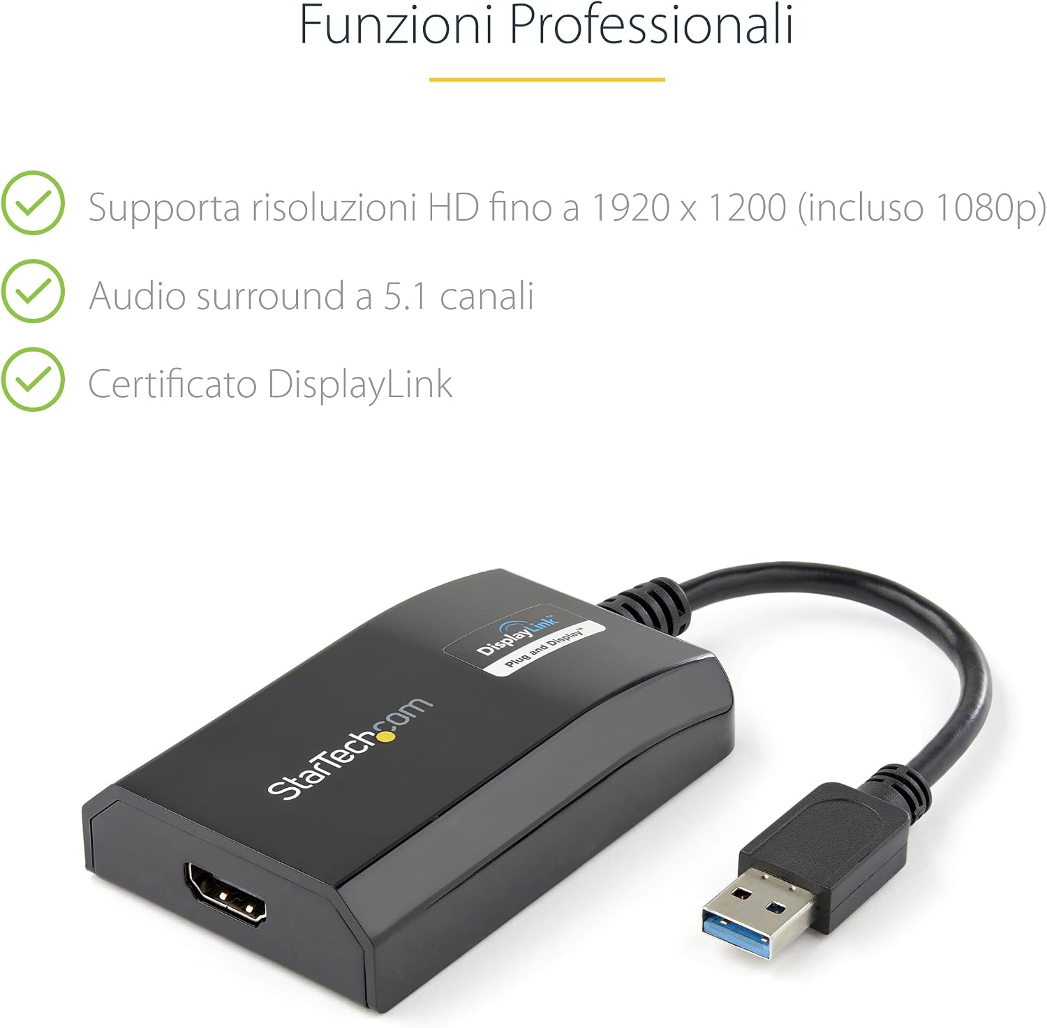 Detalle de StarTech Convertitore USB-A a HDMI 1080p con DisplayLink per Mac e Windows